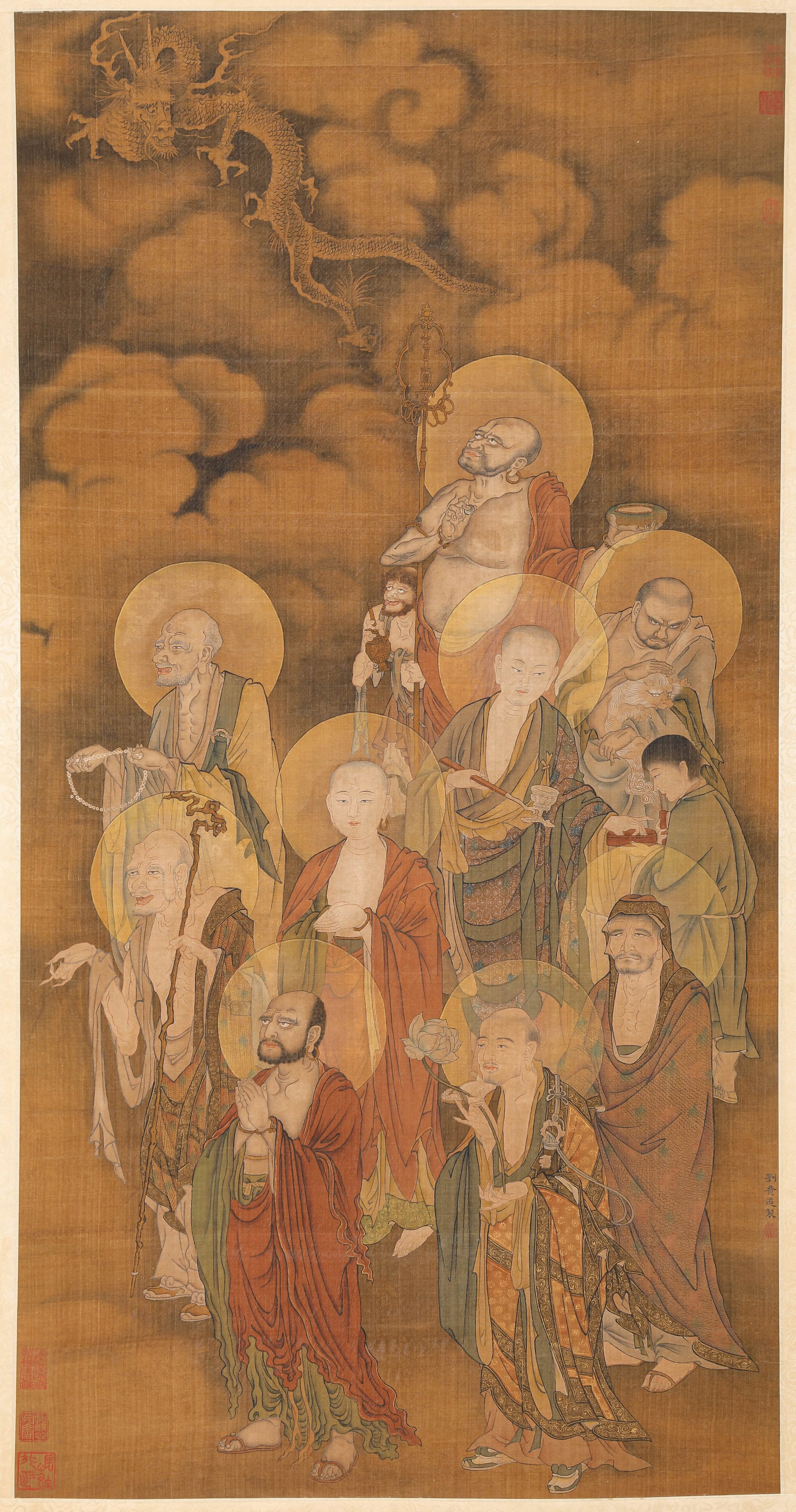 LIU GUANDAO (ACT. 13TH CENTURY), ATTRIBUTED TO, ARHAT: LIU GUANDAO (ACT. 13TH CENTURY), ATTRIBUTED TO, ARHAT Description: Dimensions: Width: 70.5 cm x Height: 137 cm. All measurements are approximate.