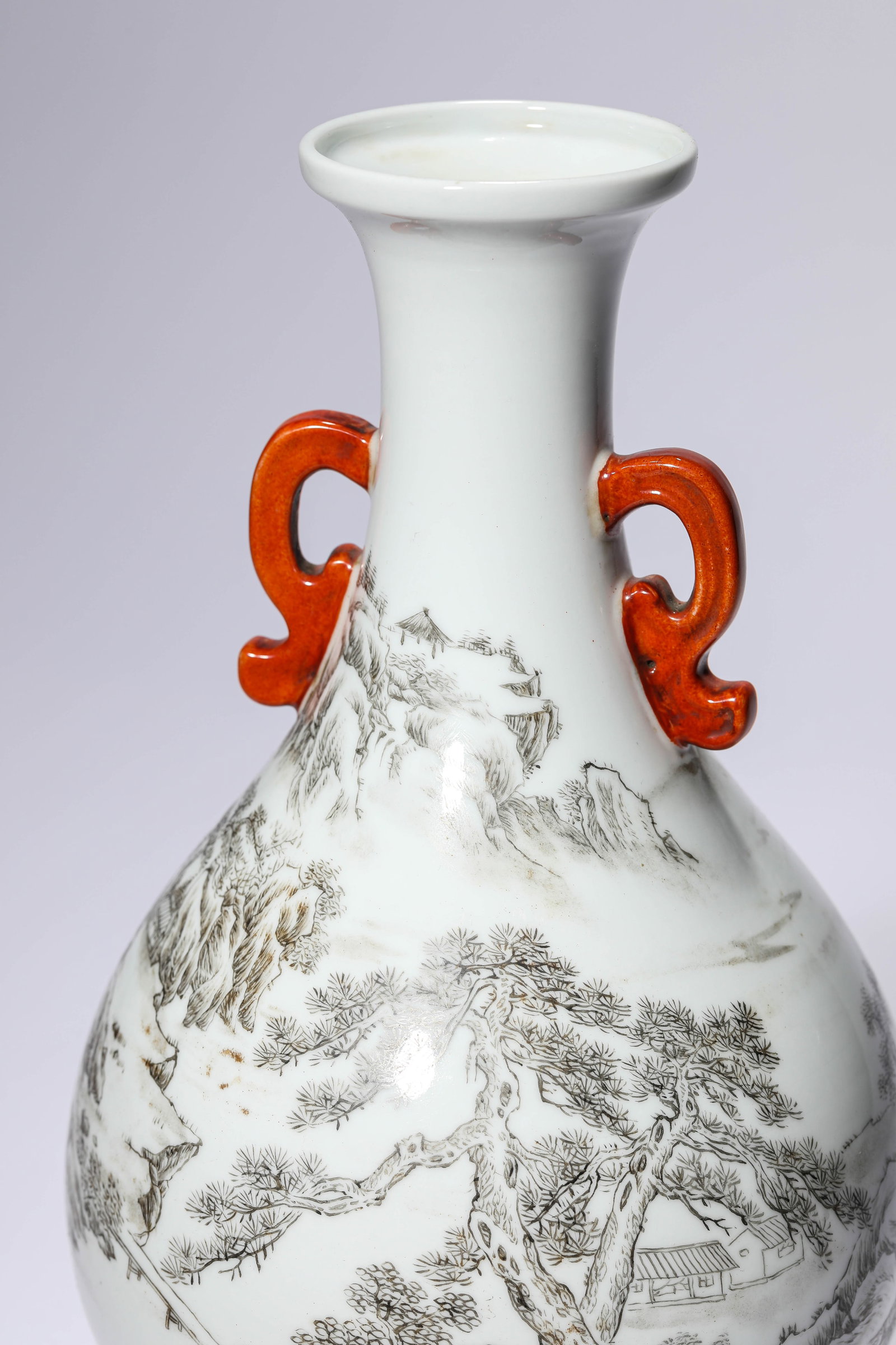 A BLACK DECORATED LANDSCAPE VASE - 2