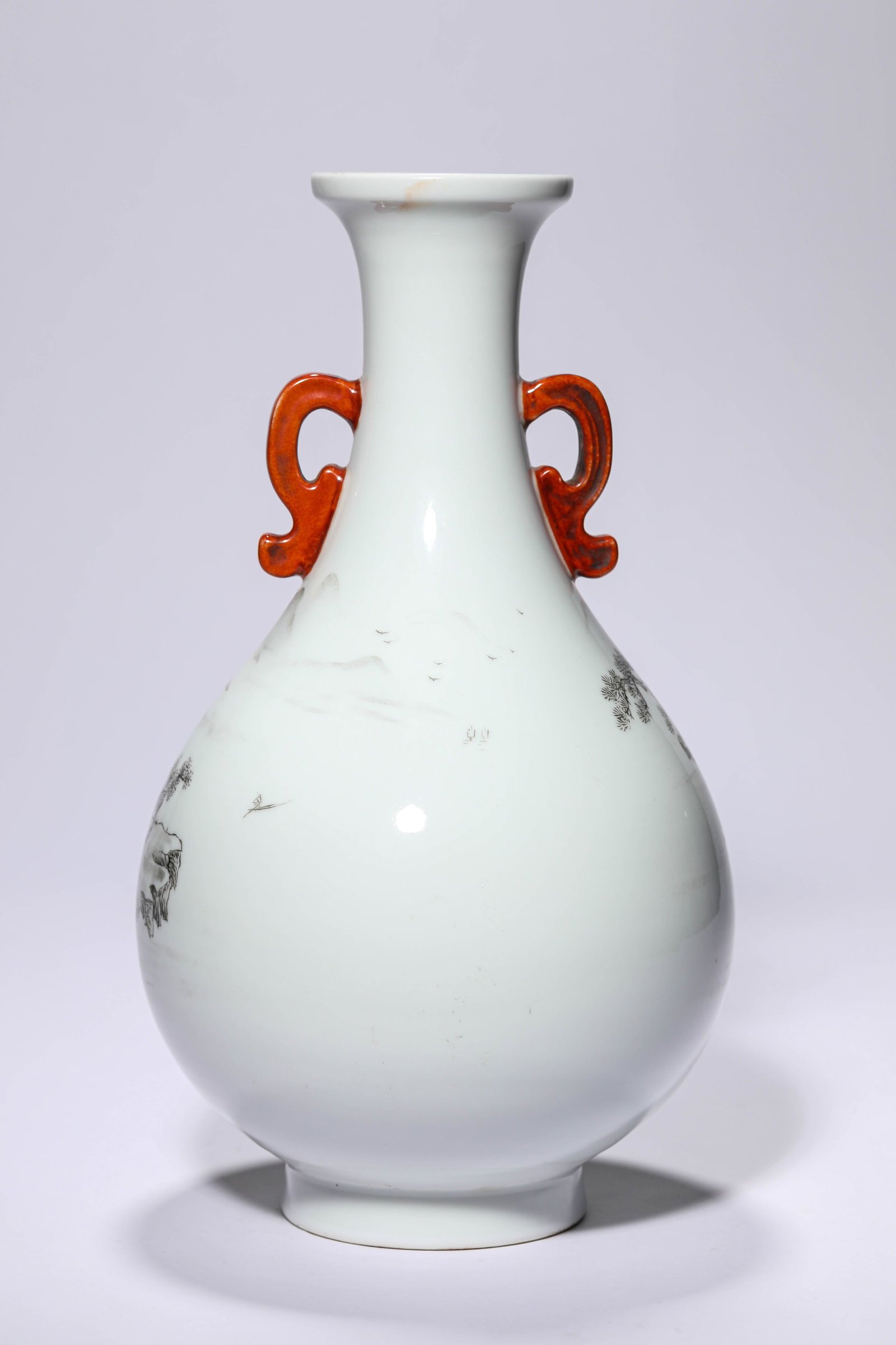 A BLACK DECORATED LANDSCAPE VASE - 3