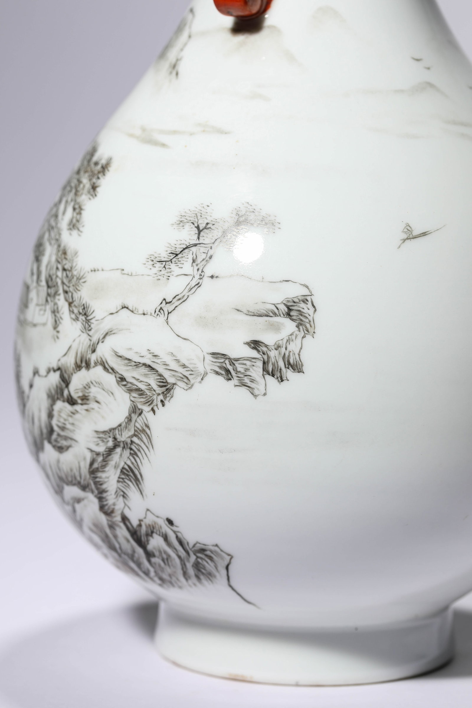A BLACK DECORATED LANDSCAPE VASE - 4