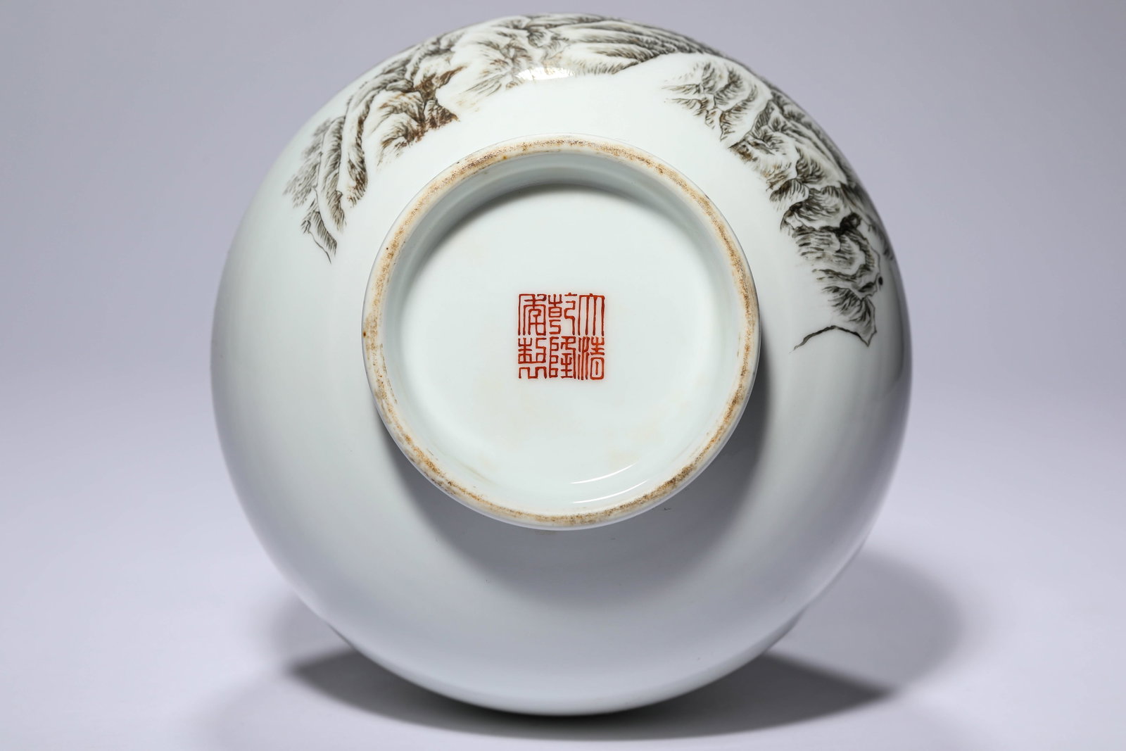 A BLACK DECORATED LANDSCAPE VASE - 7