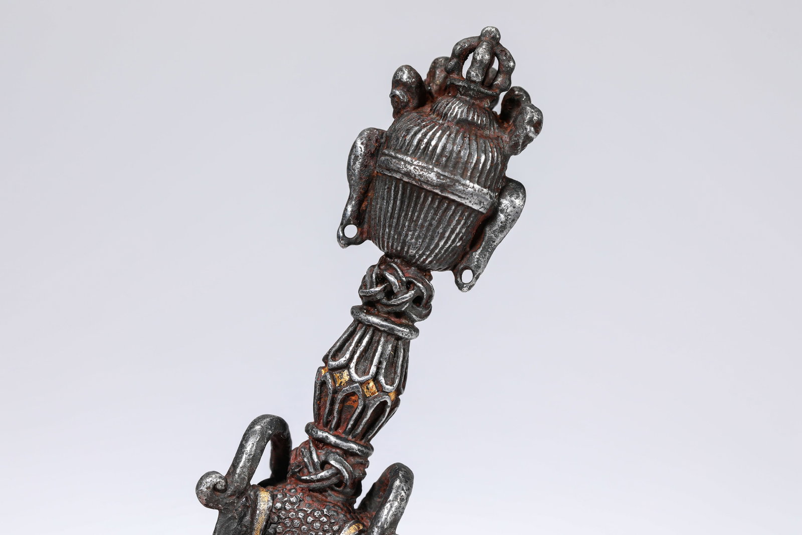 AN IRON AND GOLD CHAMPLEVe PHURBA - 4