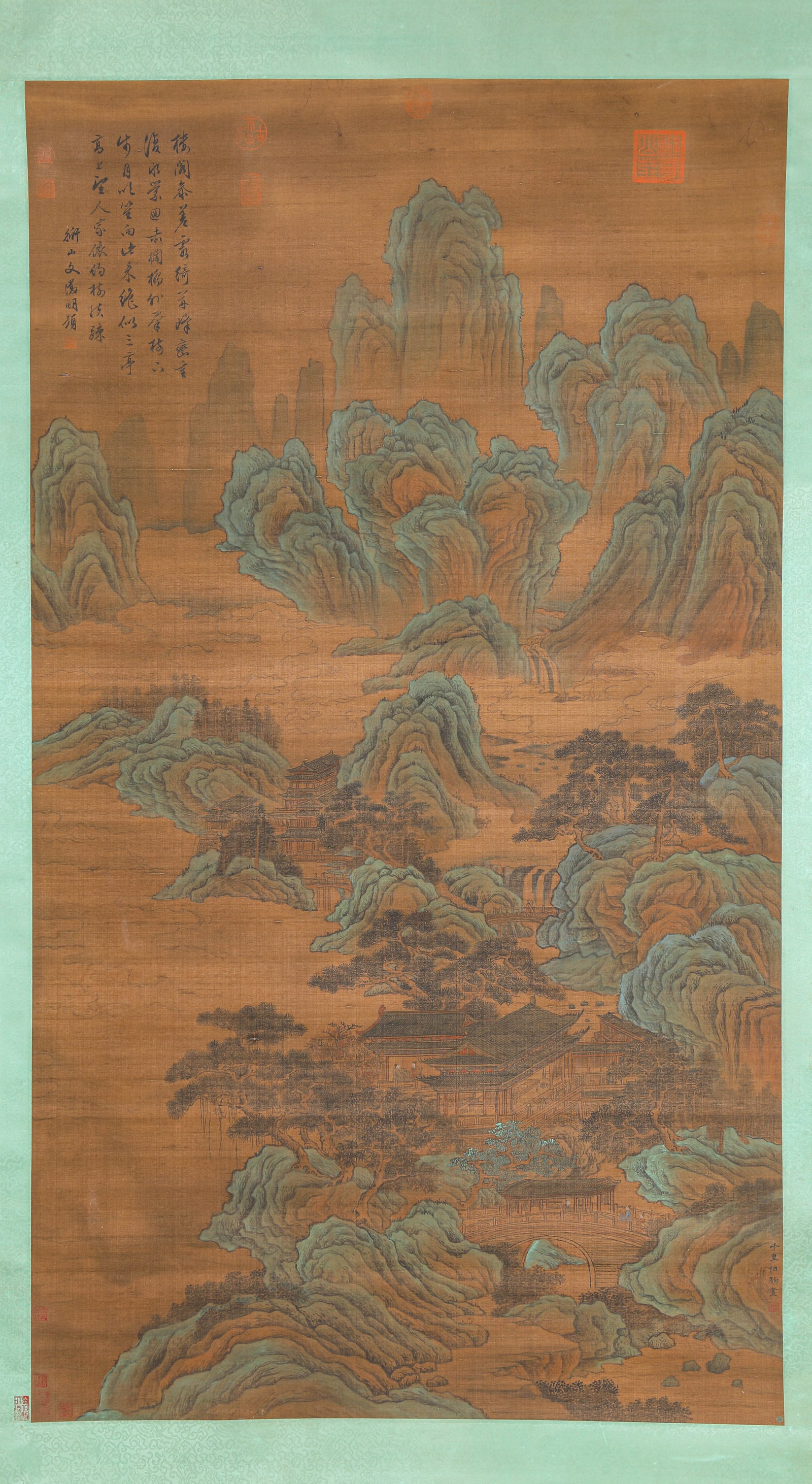 ZHAO BOJU (1120-1182), ATTRIBUTED TO, LANDSCAPE WITH FIGURES: ZHAO BOJU (1120-1182), ATTRIBUTED TO, LANDSCAPE WITH FIGURES Description: Dimensions: Width: 101 cm x Height: 180 cm. All measurements are approximate.