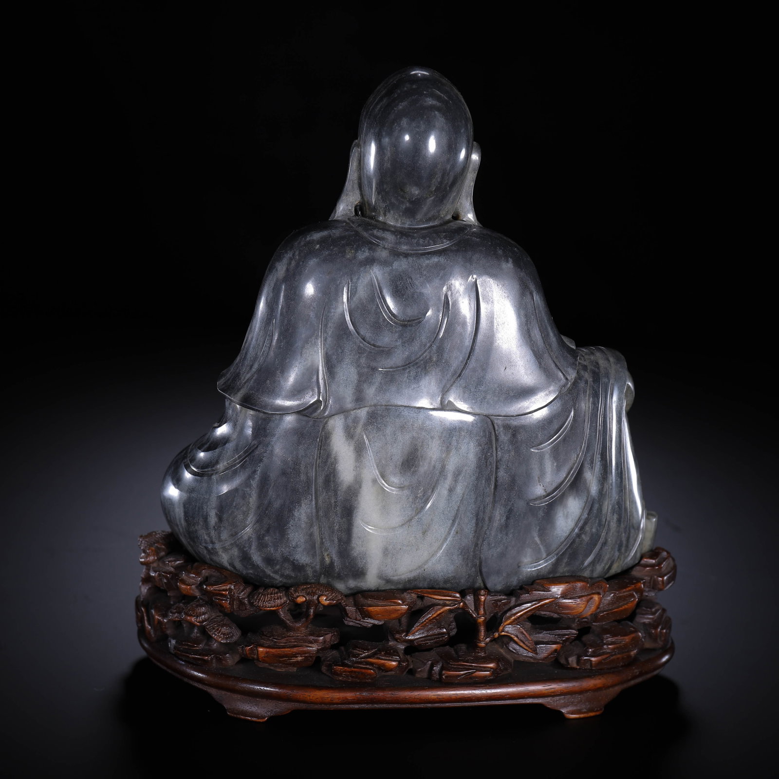 A CARVED JADE SEATED LUOHAN - 8