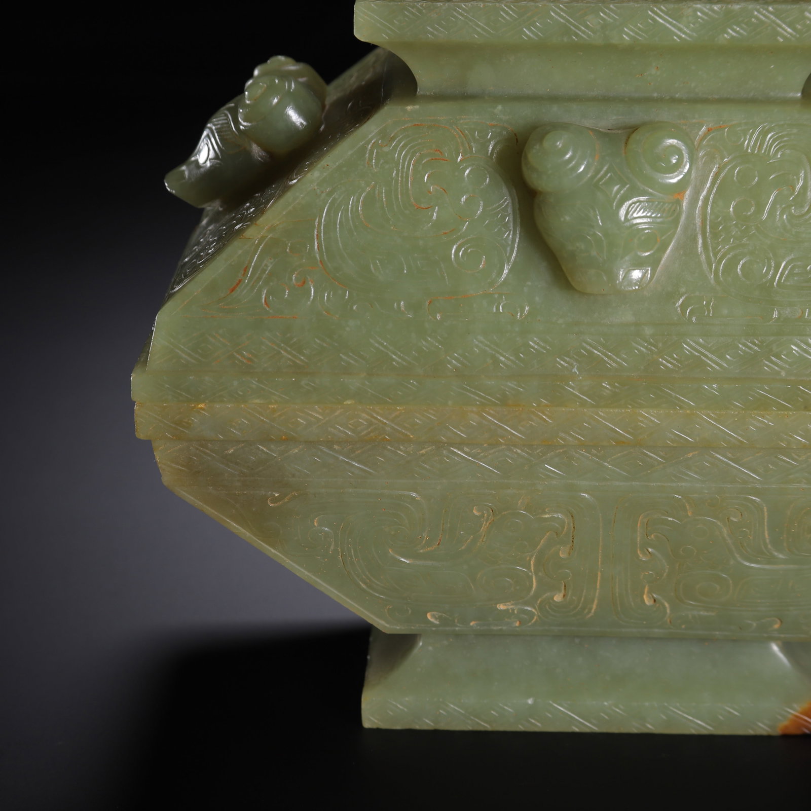 Chinese Archaic Jade Square Vessel - 3