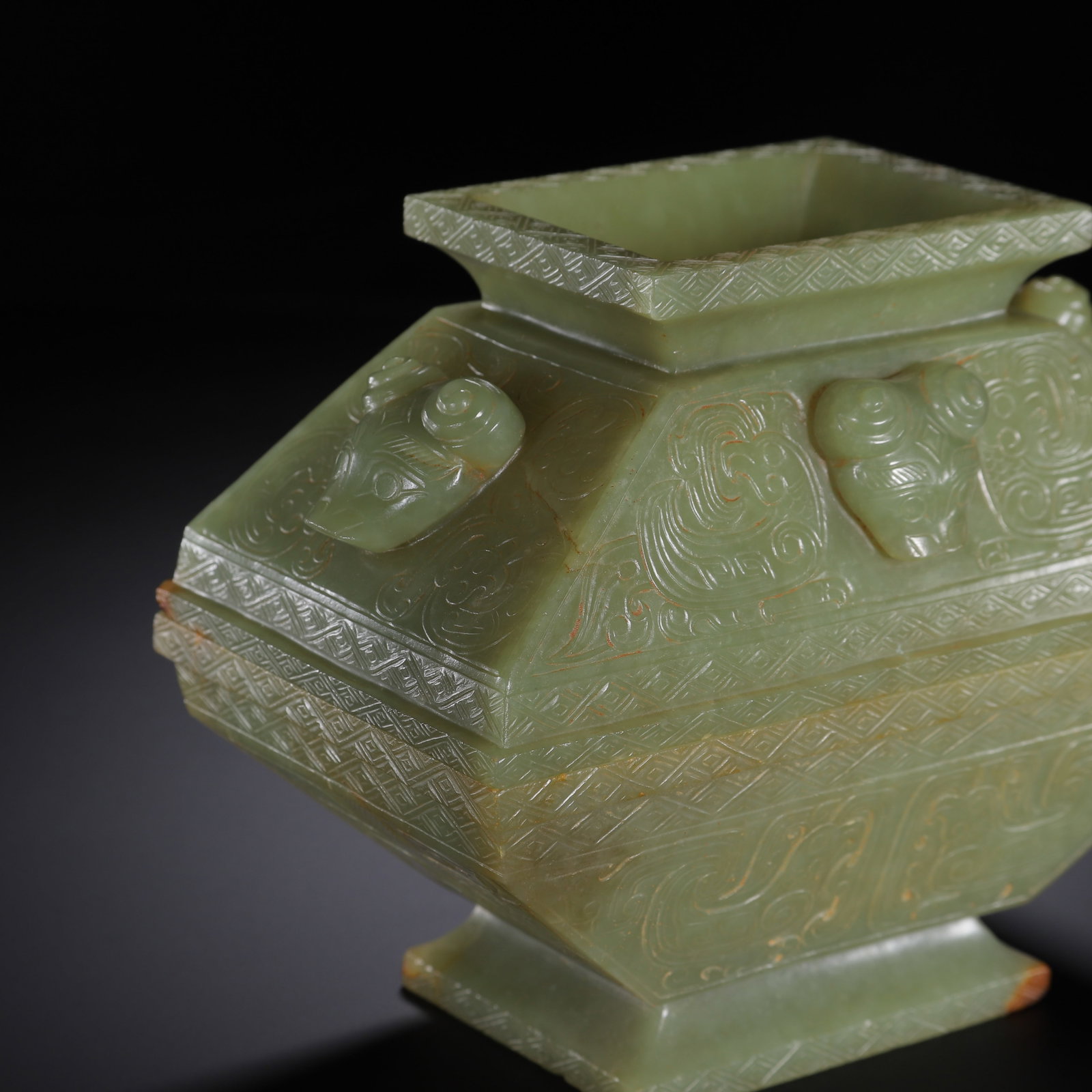 Chinese Archaic Jade Square Vessel - 5