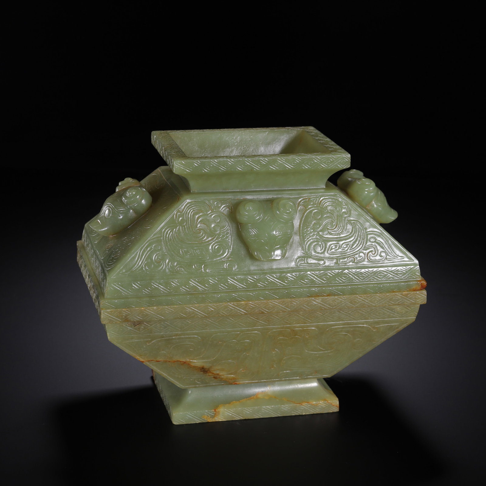 Chinese Archaic Jade Square Vessel - 7