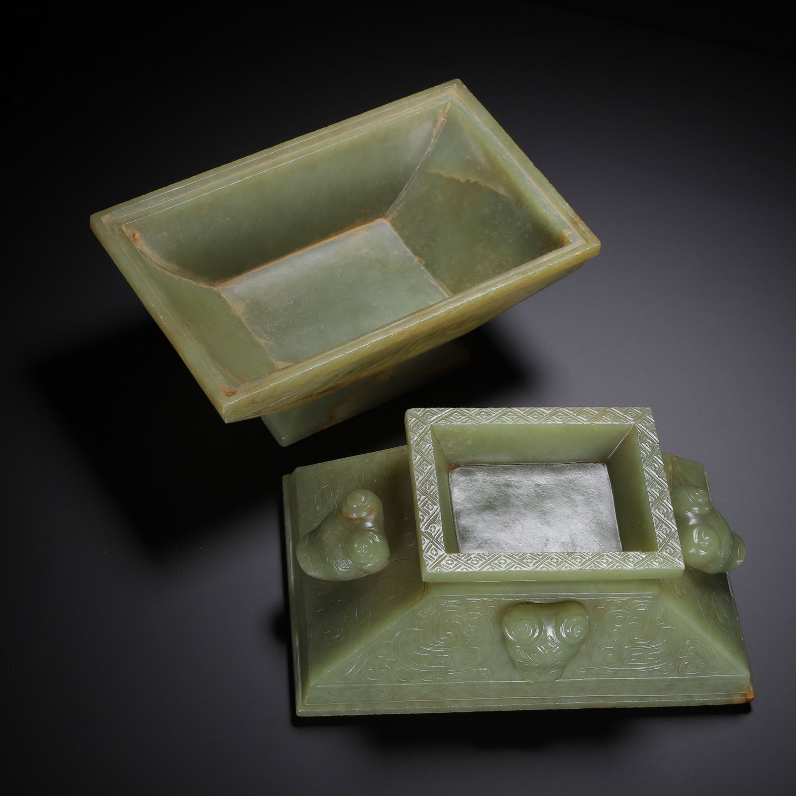 Chinese Archaic Jade Square Vessel - 8