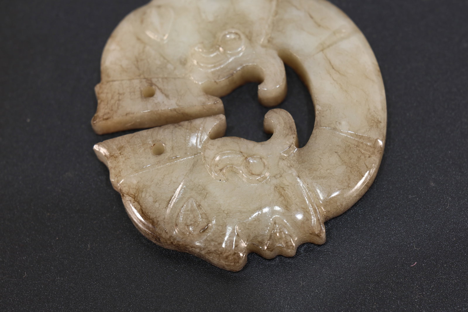 Jade Carved Character Face Shape Bi - 3