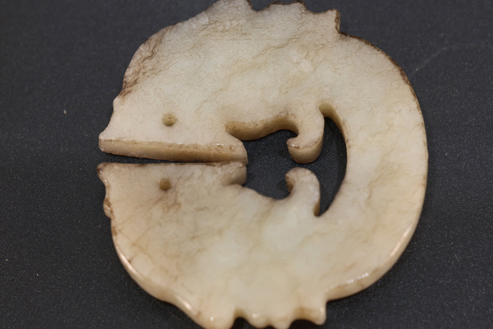 Jade Carved Character Face Shape Bi - 6