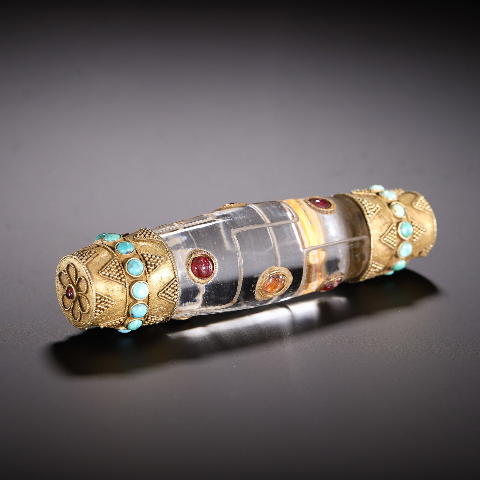 A Chinese Rock Crystal Dzi Bead: A Chinese Rock Crystal Dzi Bead (13cm,Weight 210 grams)