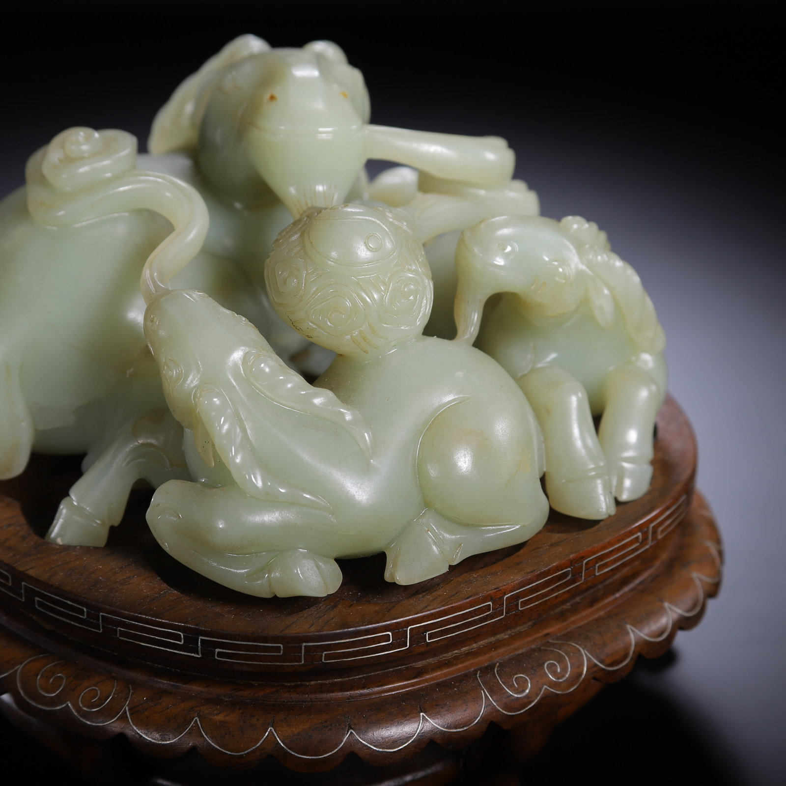A Chinese Hetian Jade Three Rams Group - 2