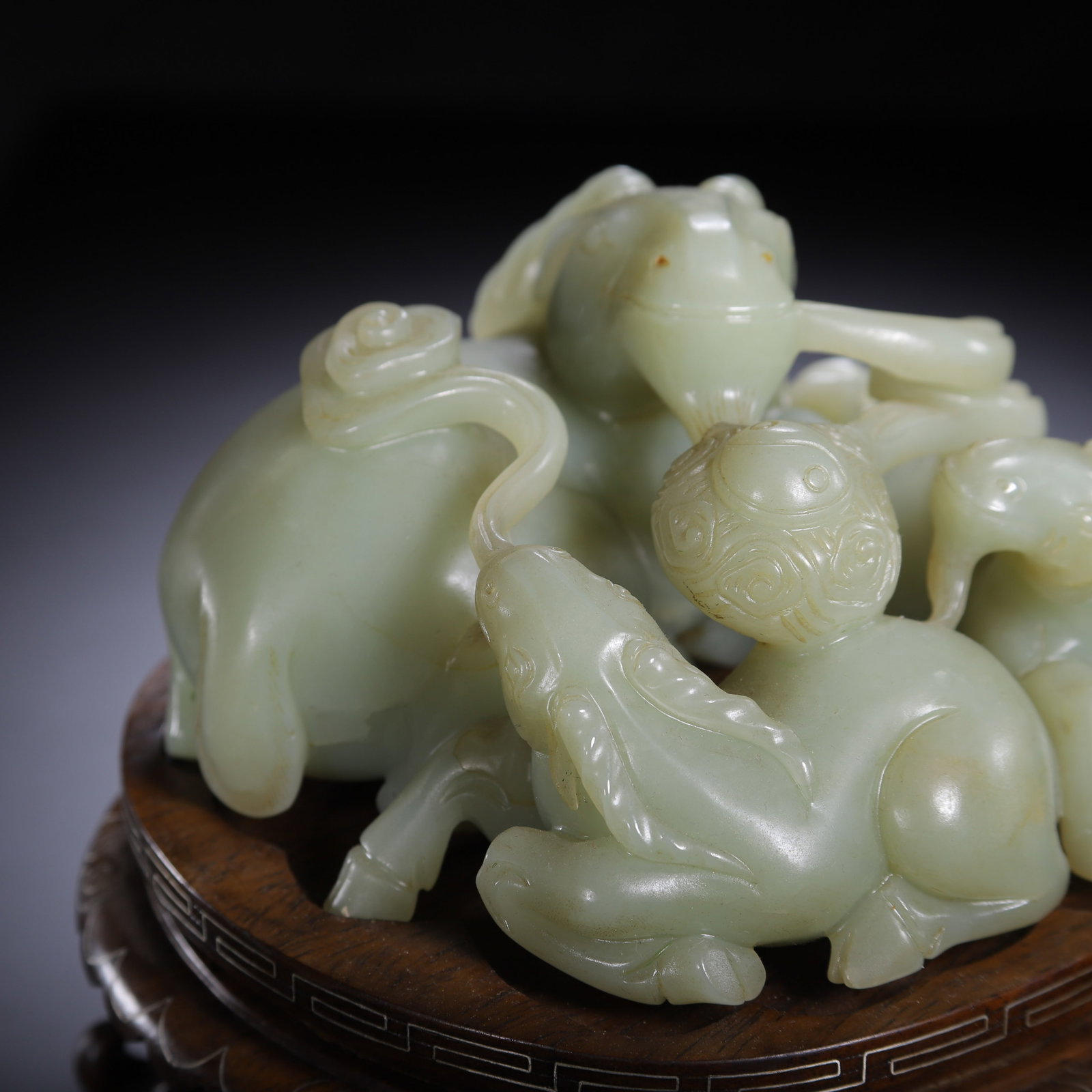 A Chinese Hetian Jade Three Rams Group - 3