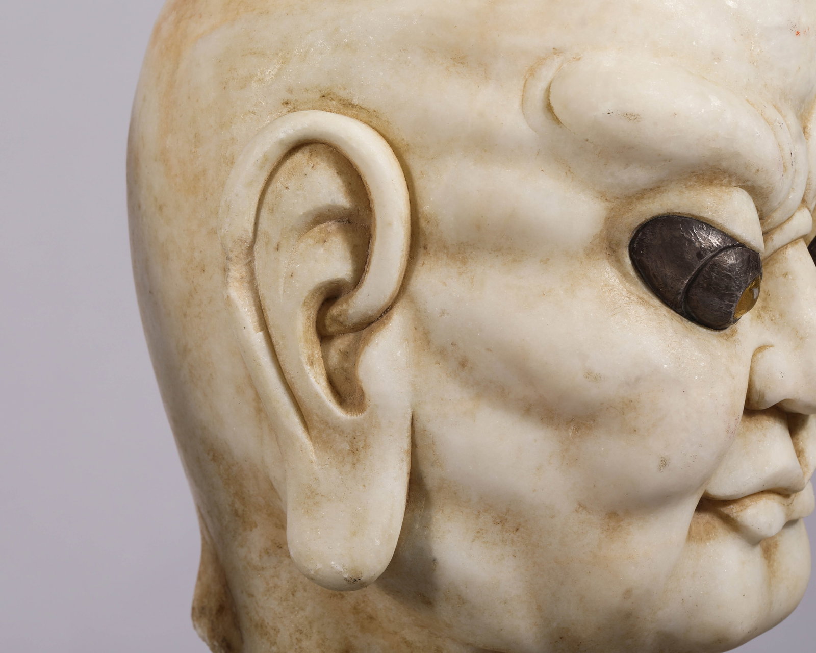 A Chinese Marble Guardian Head - 4