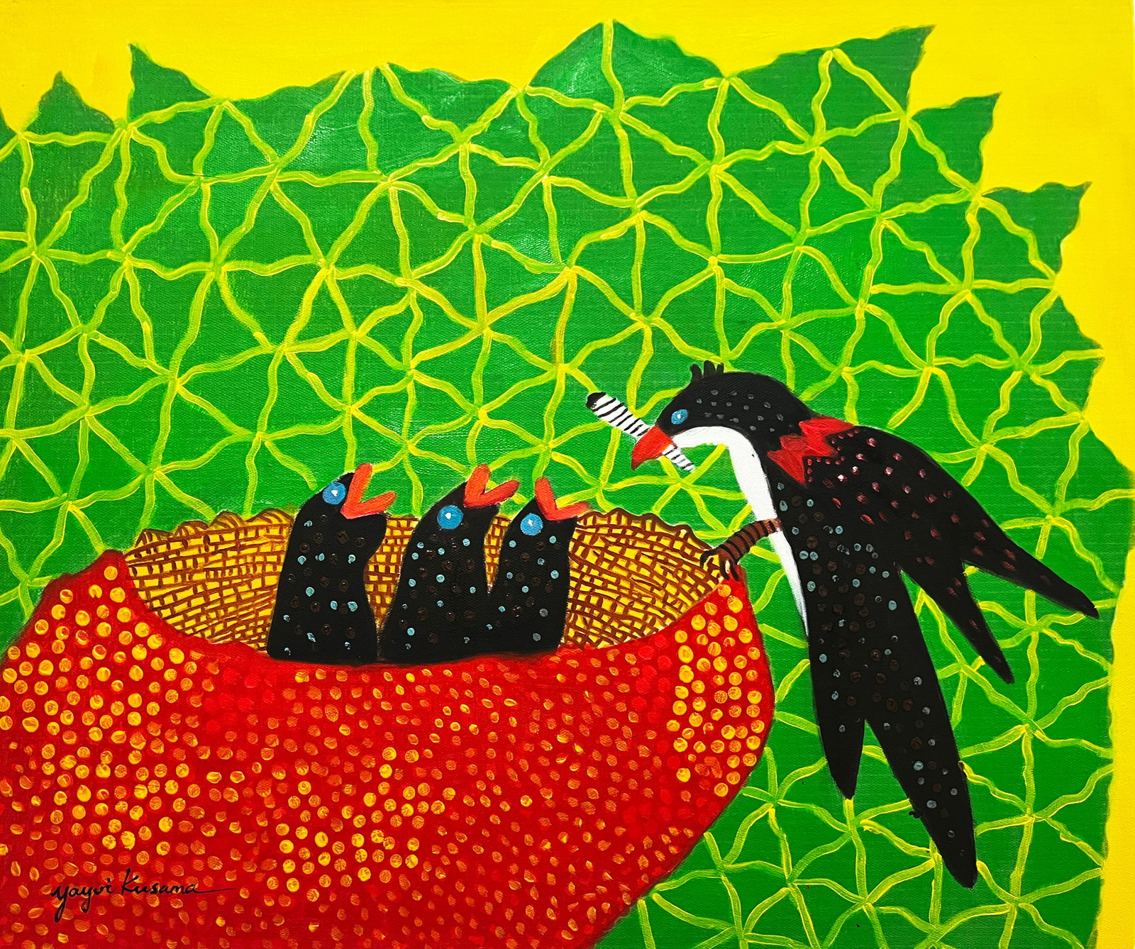 Yayoi Kusama. Crow Feeding. Oil on Canvas (1 of 6)