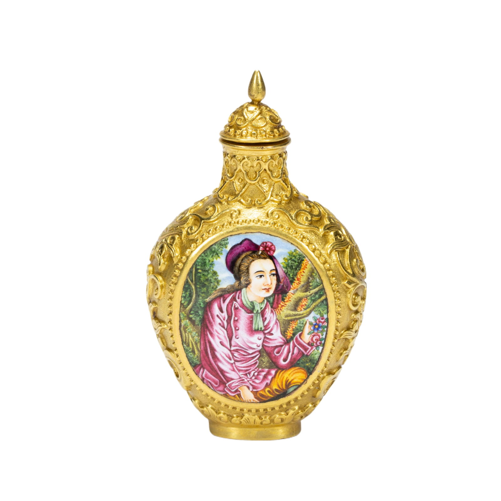 A Chinese Painted Enamel Snuff Bottle: A Chinese Painted Enamel Snuff Bottle (4 x 2.7 x 7cm,Weight 40 grams)