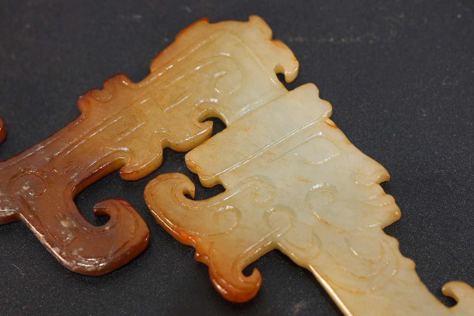 Jade Carved Beast Face and Character Face Pattern Bi - 4