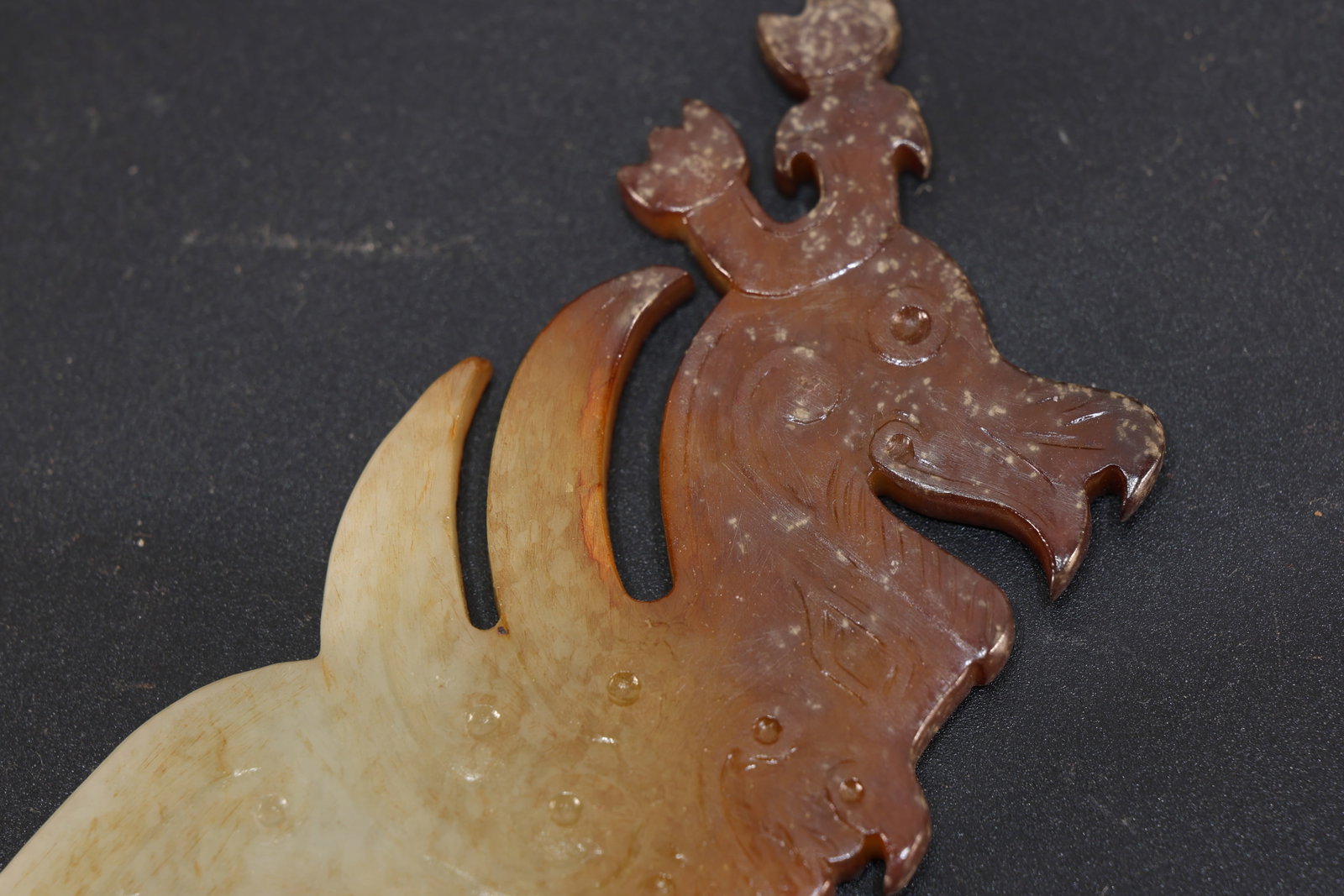 Jade Carved Beast Face Pattern Dragon Shape Bi - 2