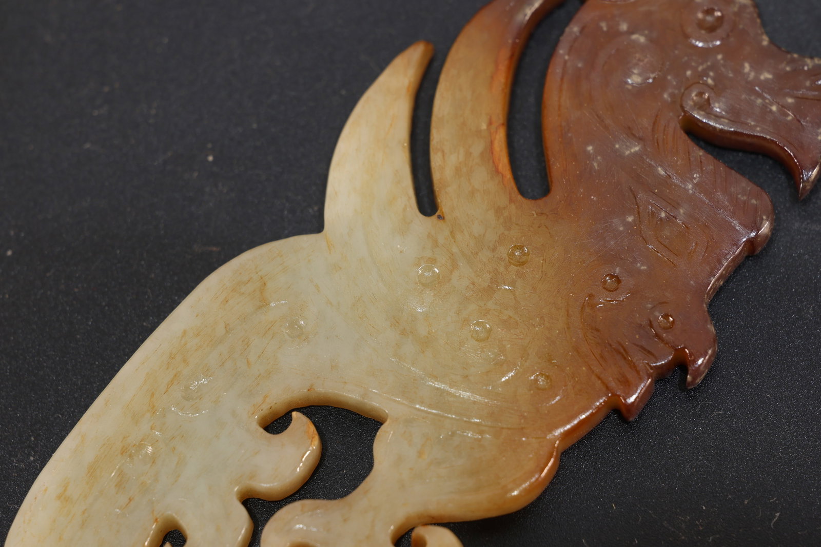 Jade Carved Beast Face Pattern Dragon Shape Bi - 3