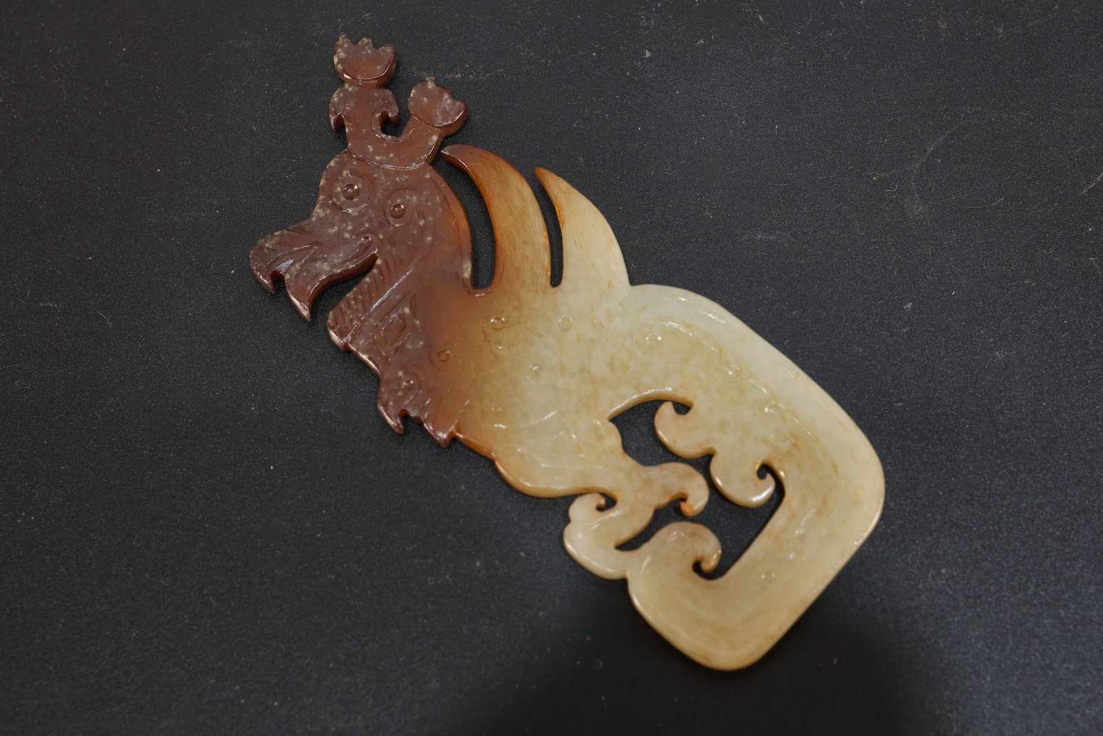 Jade Carved Beast Face Pattern Dragon Shape Bi - 5
