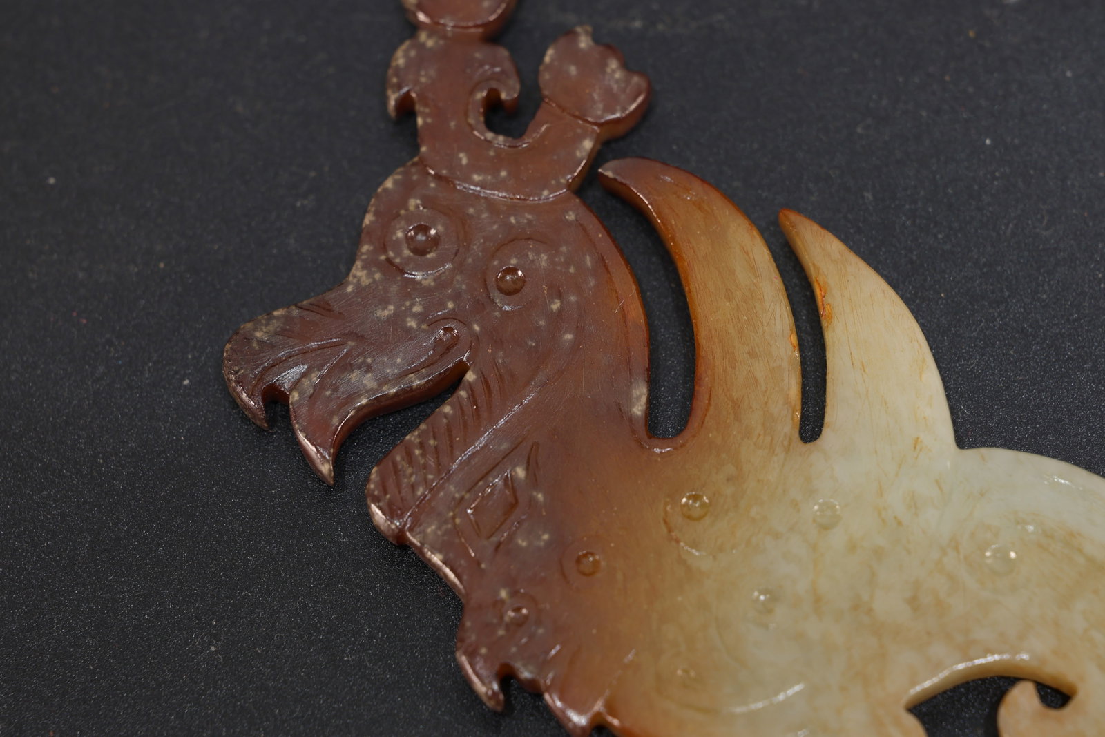Jade Carved Beast Face Pattern Dragon Shape Bi - 6