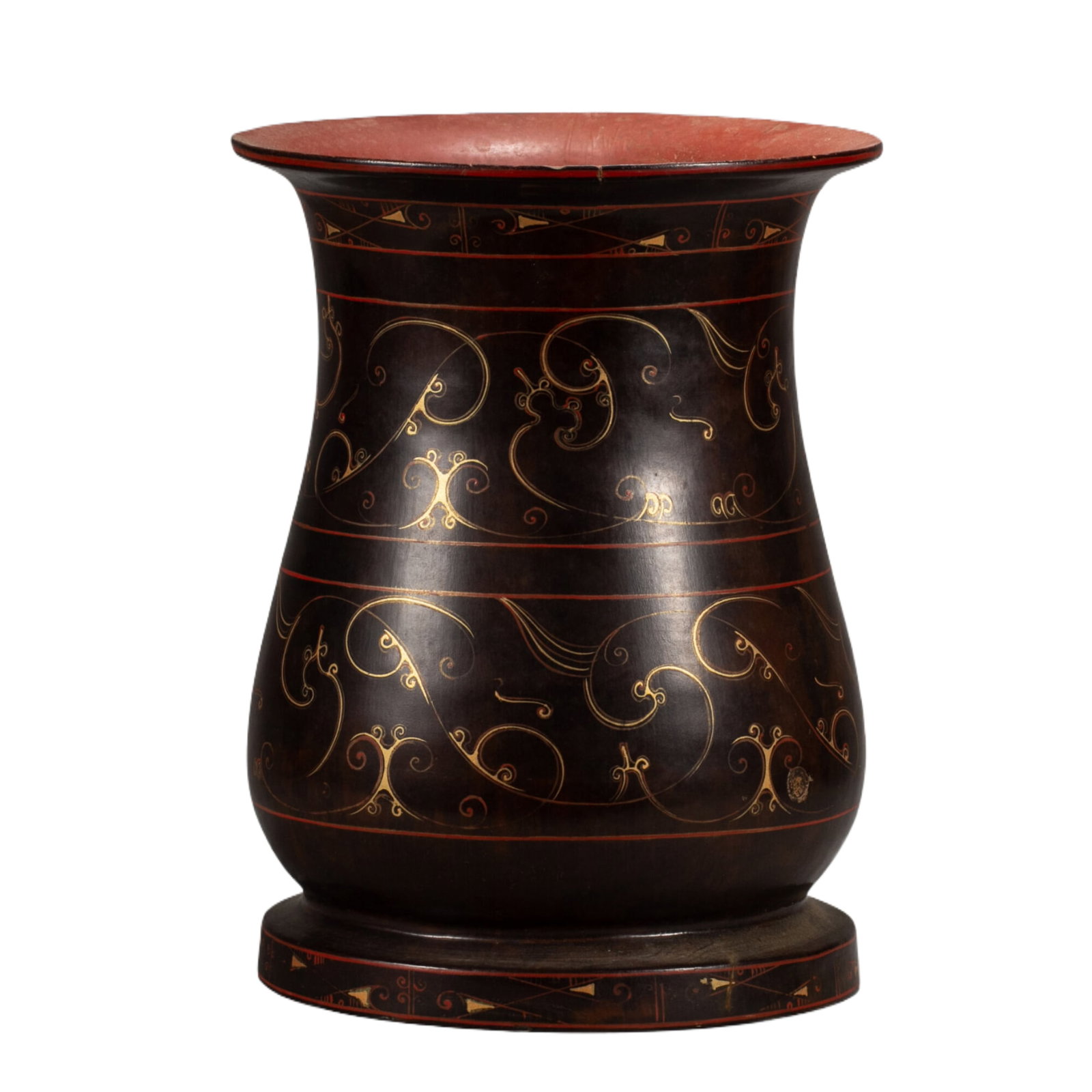 A RARE POLYCHROME PAINTED VESSEL ZUN: A RARE POLYCHROME PAINTED VESSEL ZUN (18.5 x 18.5 x 26cm,Weight 630 grams)