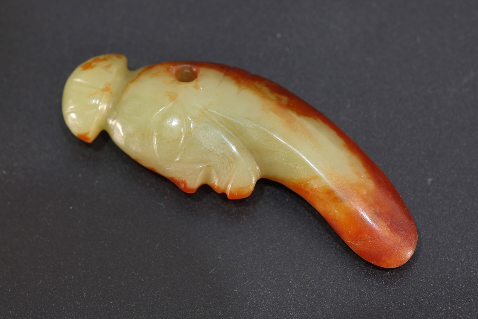 Hongshan Jade Carved Character Face Shape Bi: Hongshan Jade Carved Character Face Shape Bi (8.5 x 3 x 1cm)