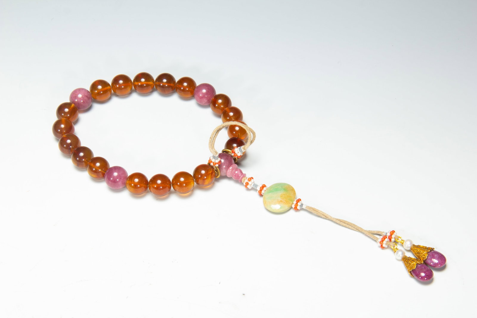 A Chinese Amber Prayer Bead Set - 3
