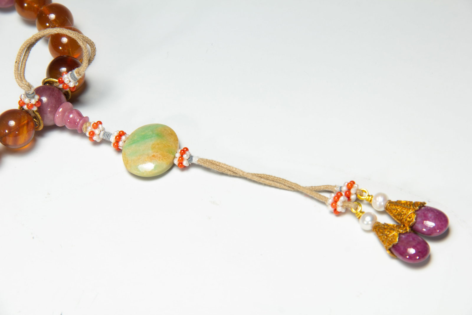 A Chinese Amber Prayer Bead Set - 5