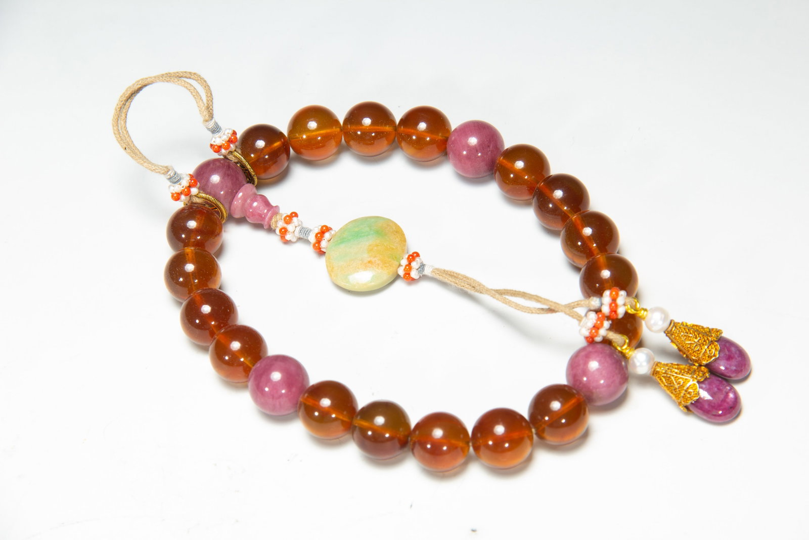 A Chinese Amber Prayer Bead Set - 6