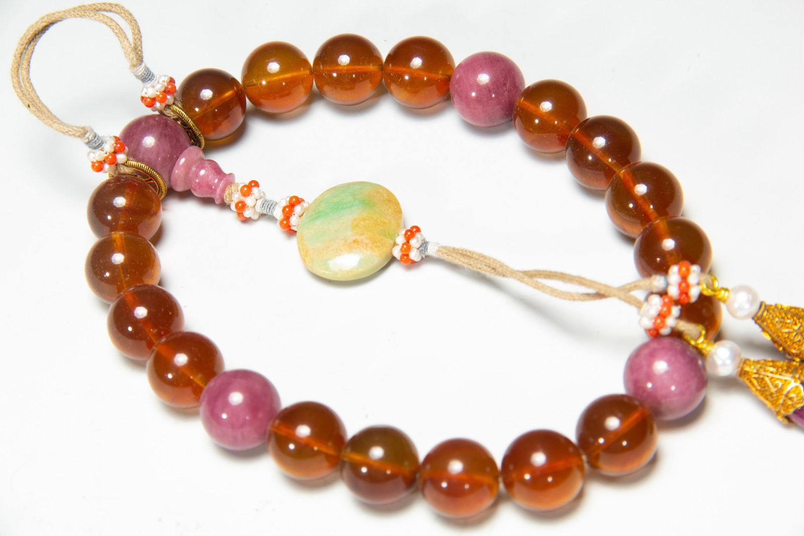 A Chinese Amber Prayer Bead Set - 7