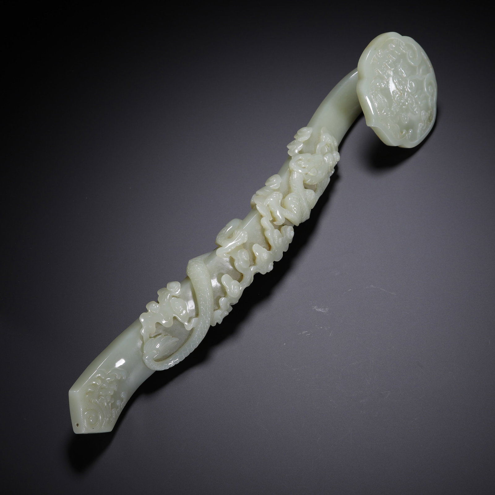A Chinese Hetian Jade Ruyi Scepter - 5