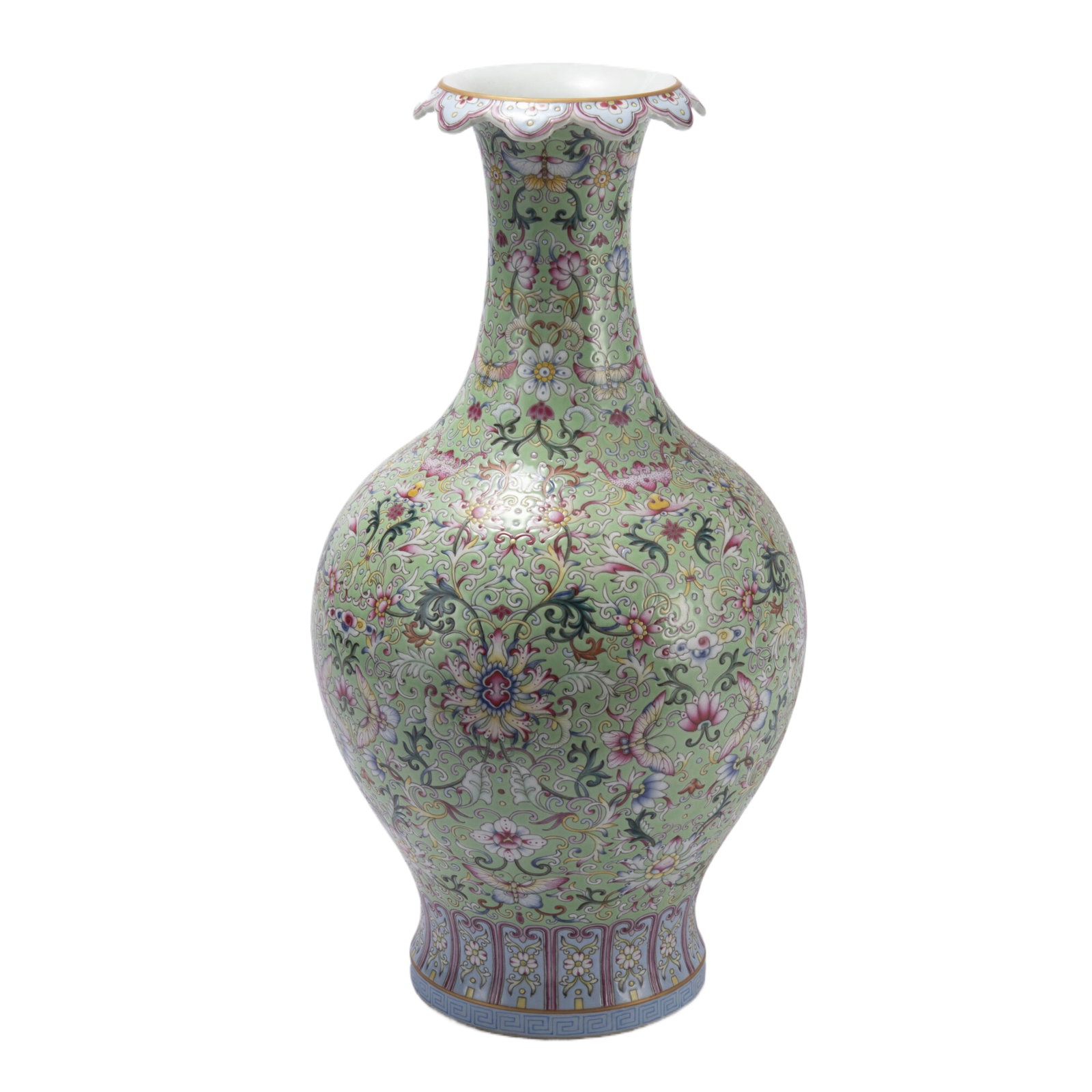 A FAMILLE ROSE PORCELAIN VASE: A FAMILLE ROSE PORCELAIN VASE (20.5 x 43cm,Weight 3770 grams)