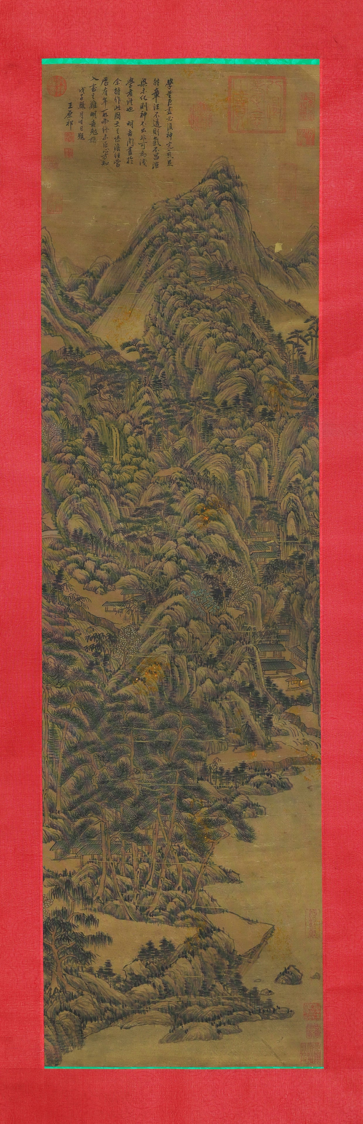 Chinese Drawing Landscape Painting,Wang Yuanqi Mark: Chinese Drawing Landscape Painting,Wang Yuanqi Mark (136 x 38cm)
