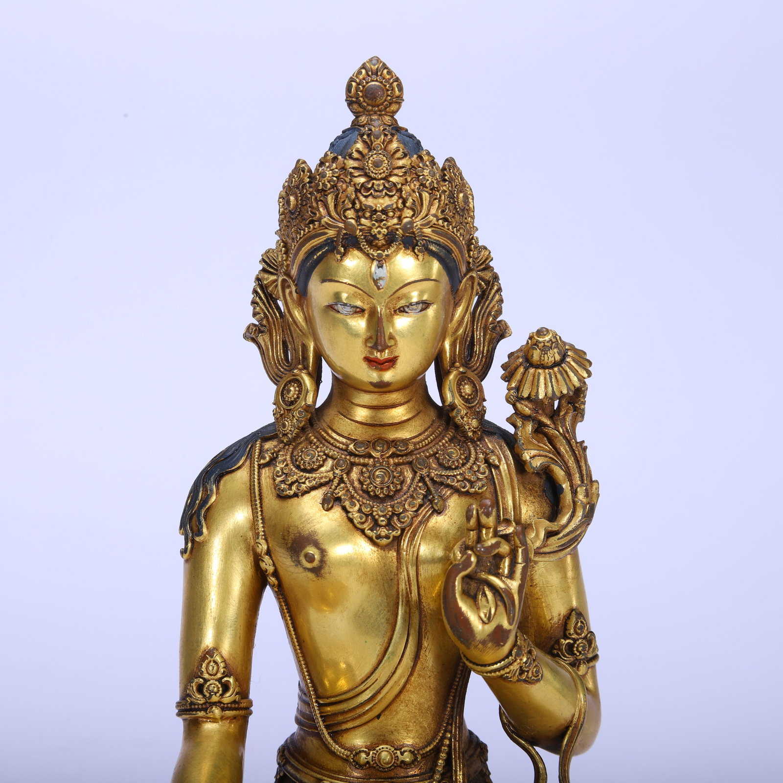 Chinese Gilt Copper Buddha Statue - 2