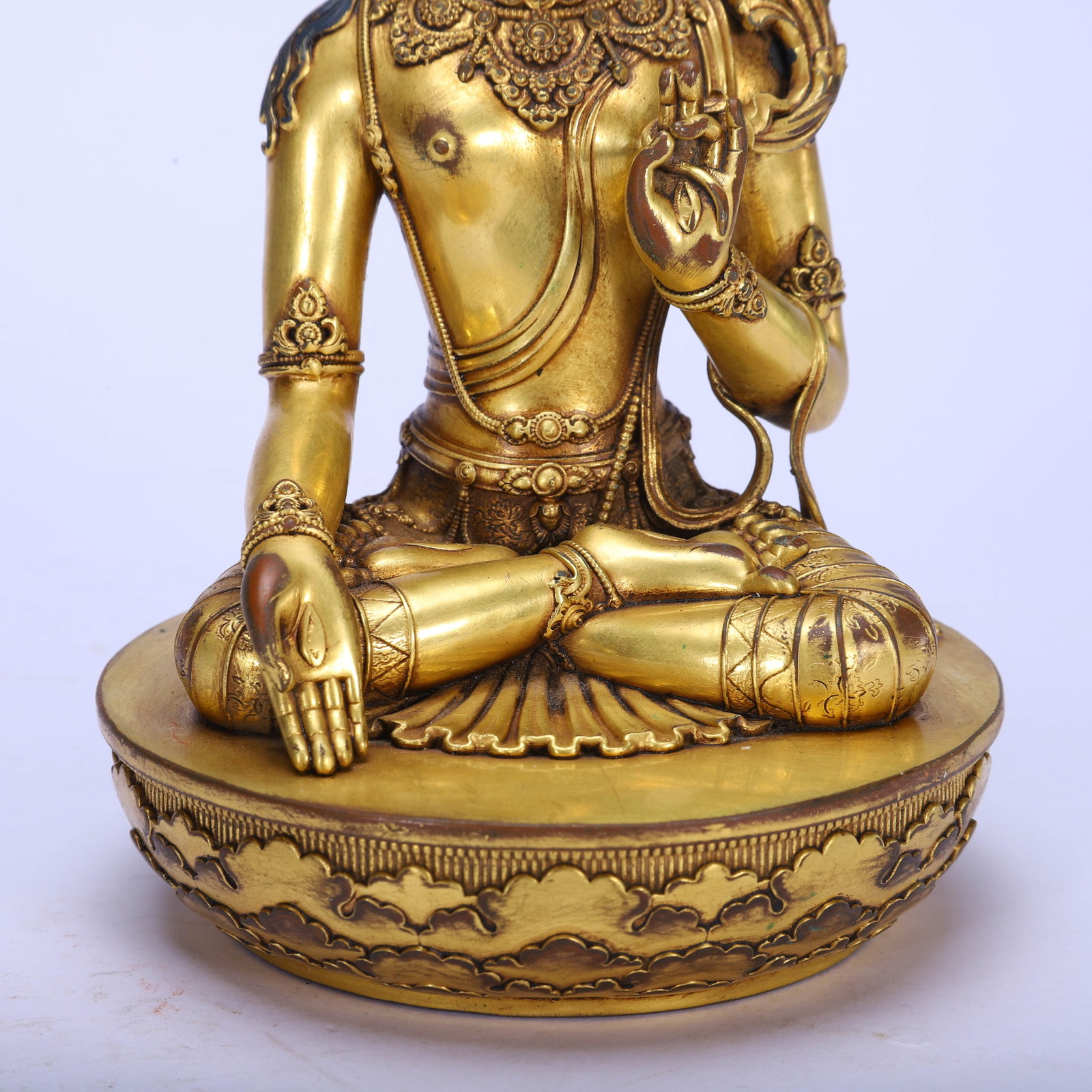 Chinese Gilt Copper Buddha Statue - 3