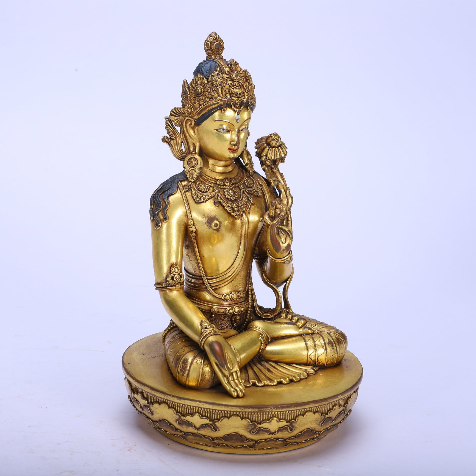 Chinese Gilt Copper Buddha Statue - 4