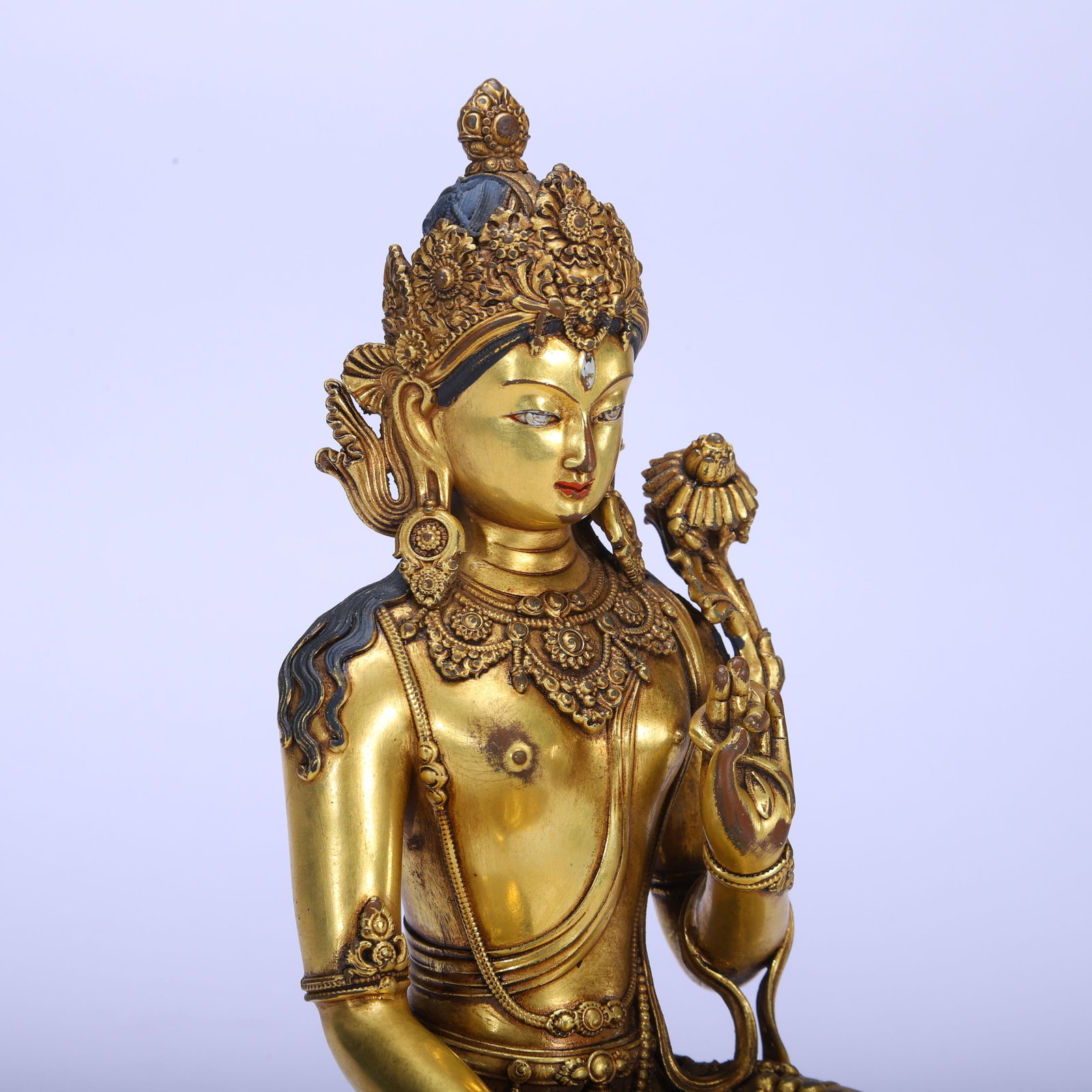 Chinese Gilt Copper Buddha Statue - 5