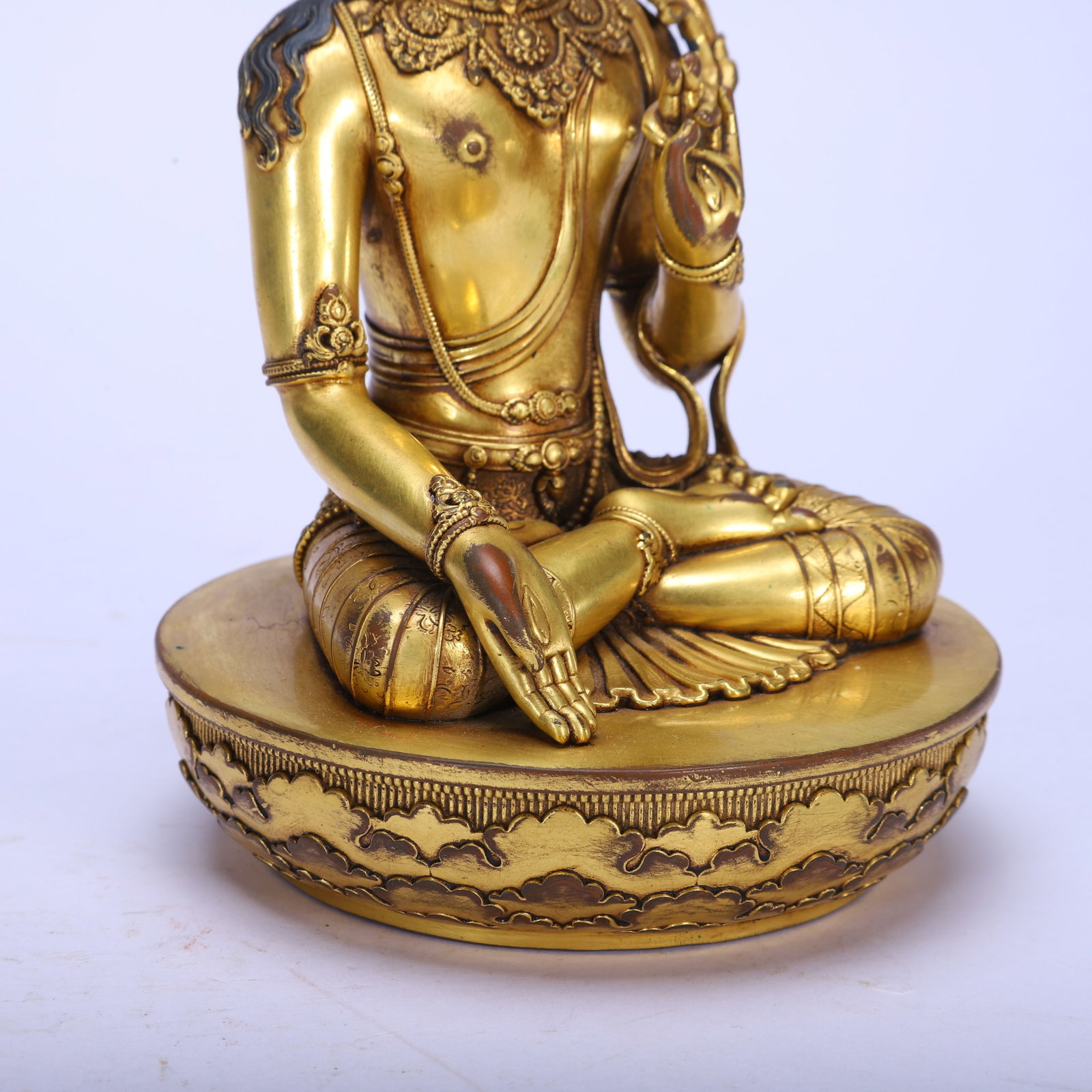 Chinese Gilt Copper Buddha Statue - 6