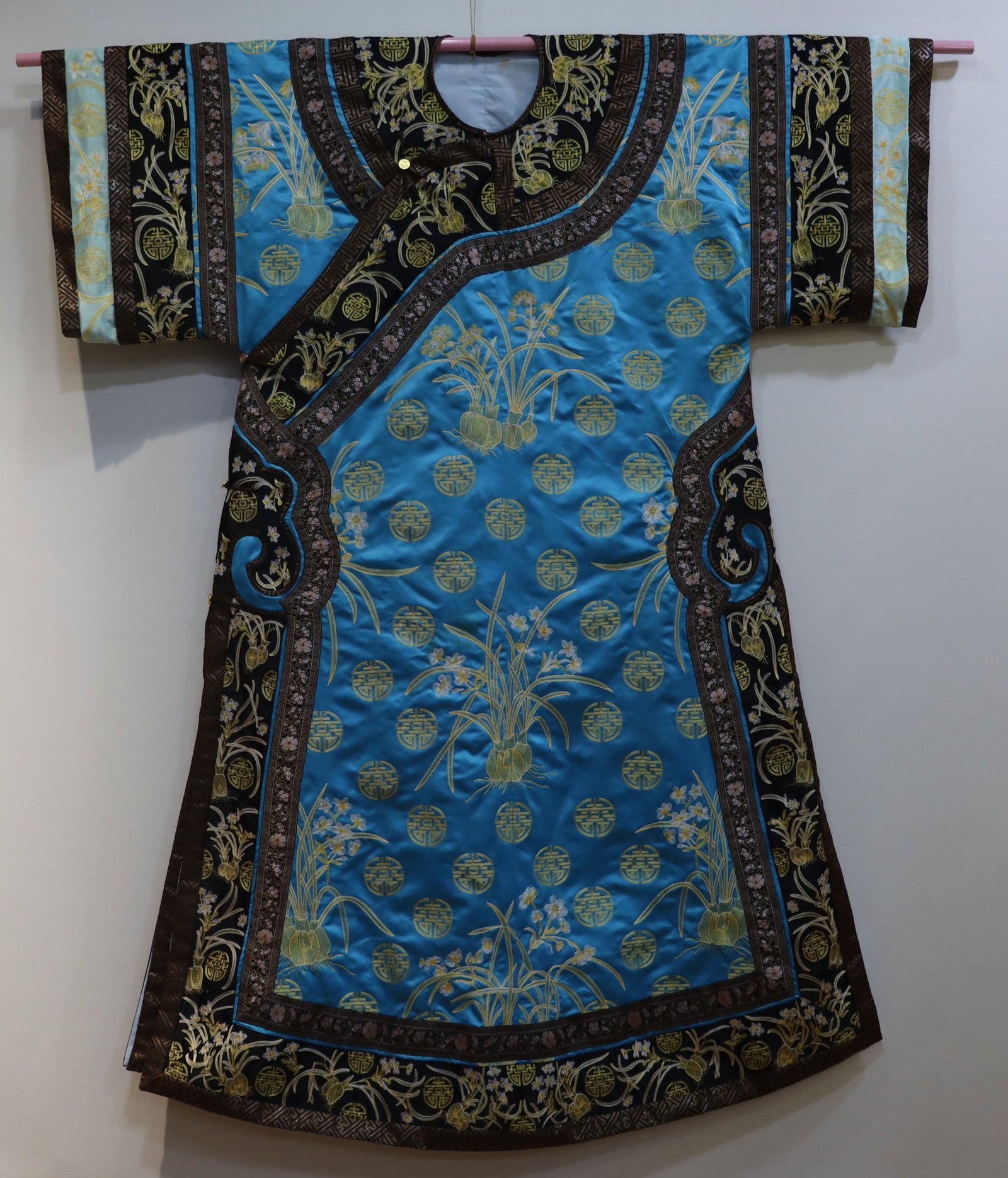 Silk Embroidery Orchid and Shou Pattern Clothes (1 of 7)