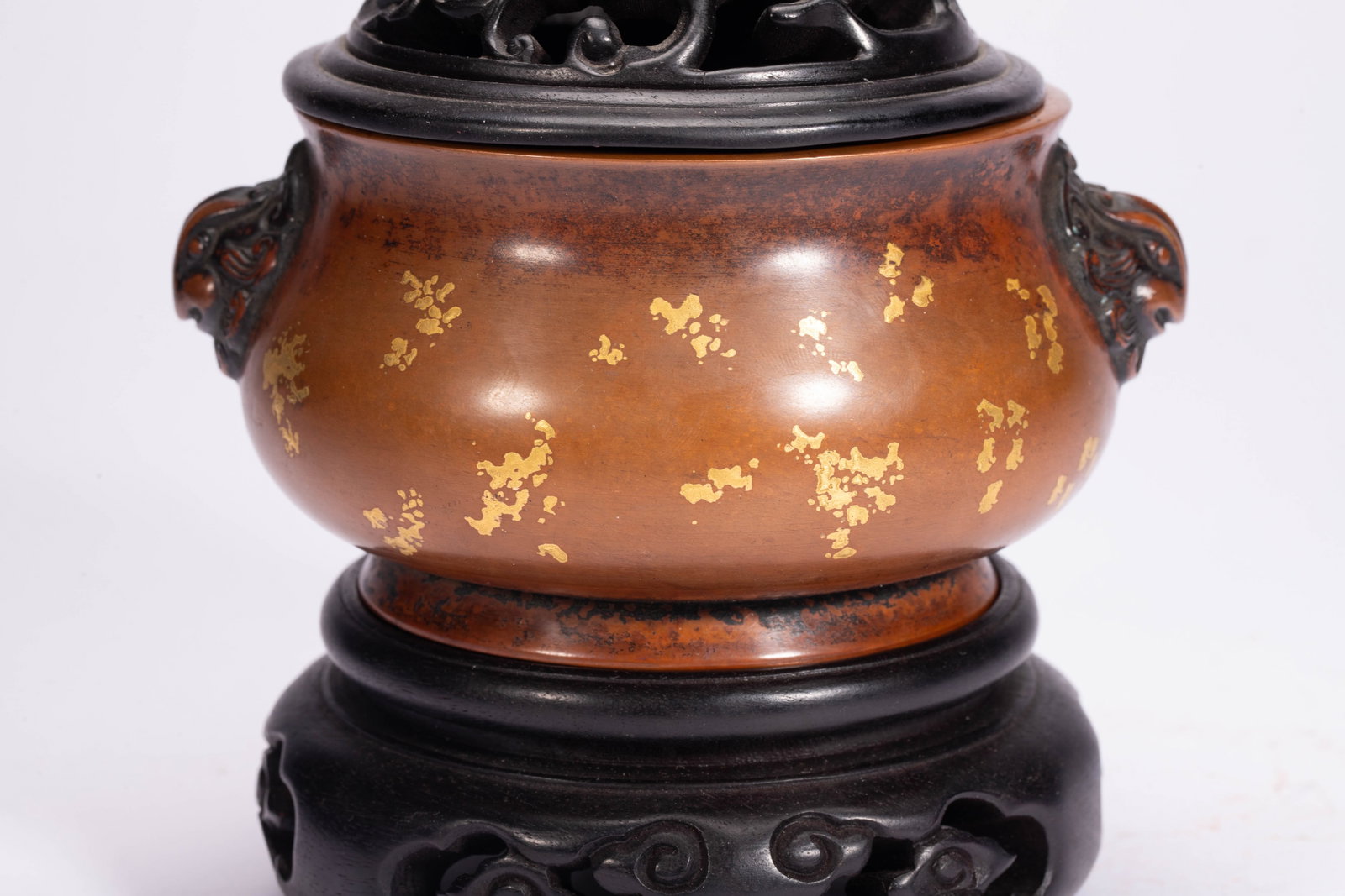 A Chinese Gilt-Splashed Bronze Censer - 4