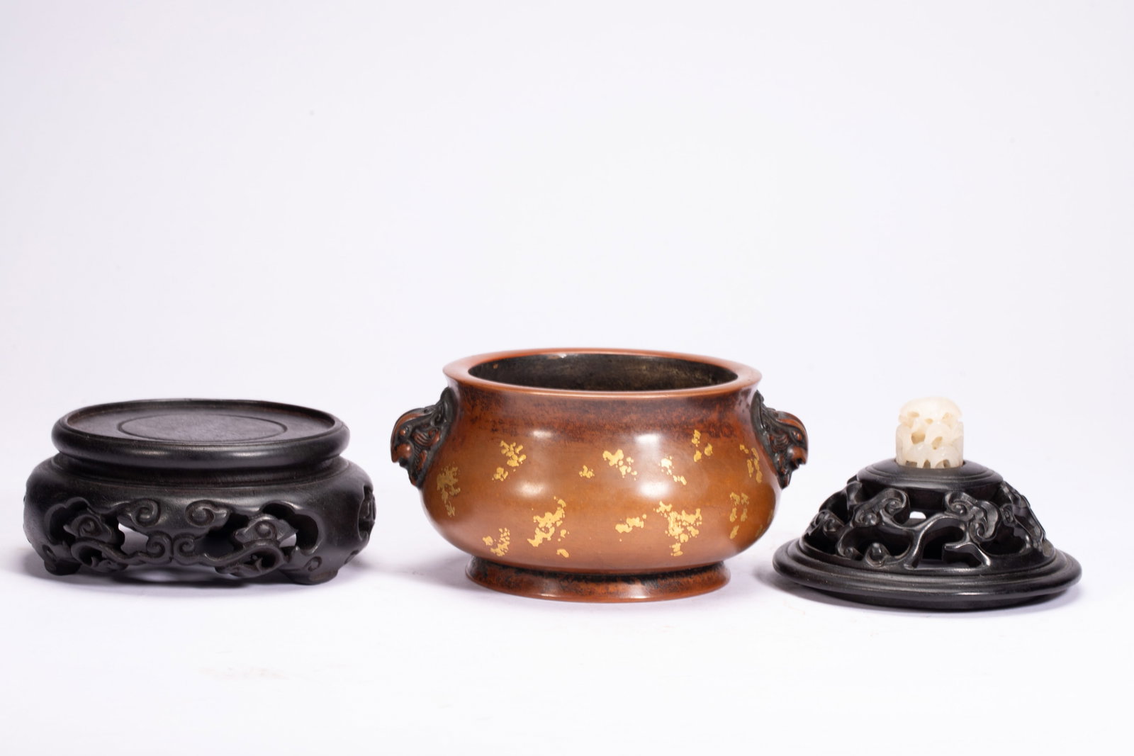 A Chinese Gilt-Splashed Bronze Censer - 5