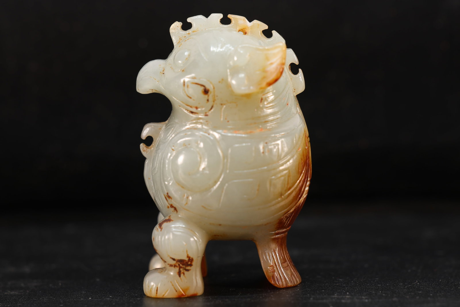 Jade Carved Beast Face Pattern Bird Shape Ornament - 2