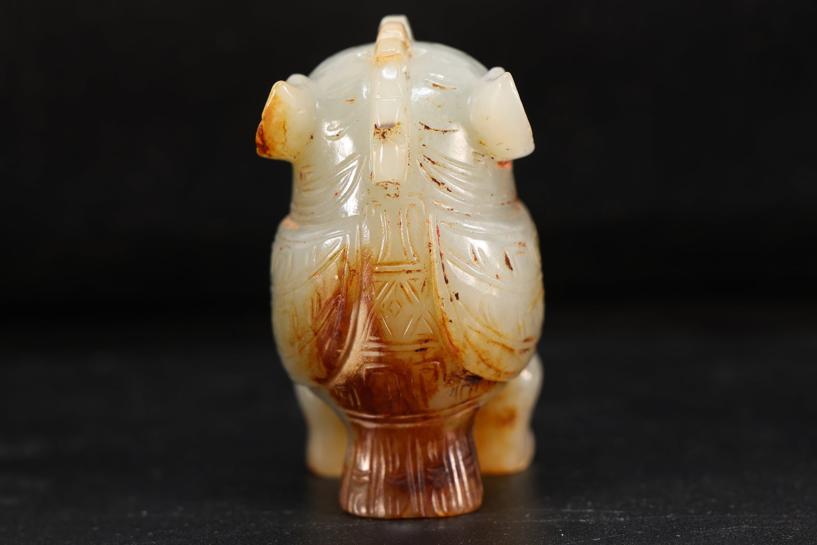 Jade Carved Beast Face Pattern Bird Shape Ornament - 3