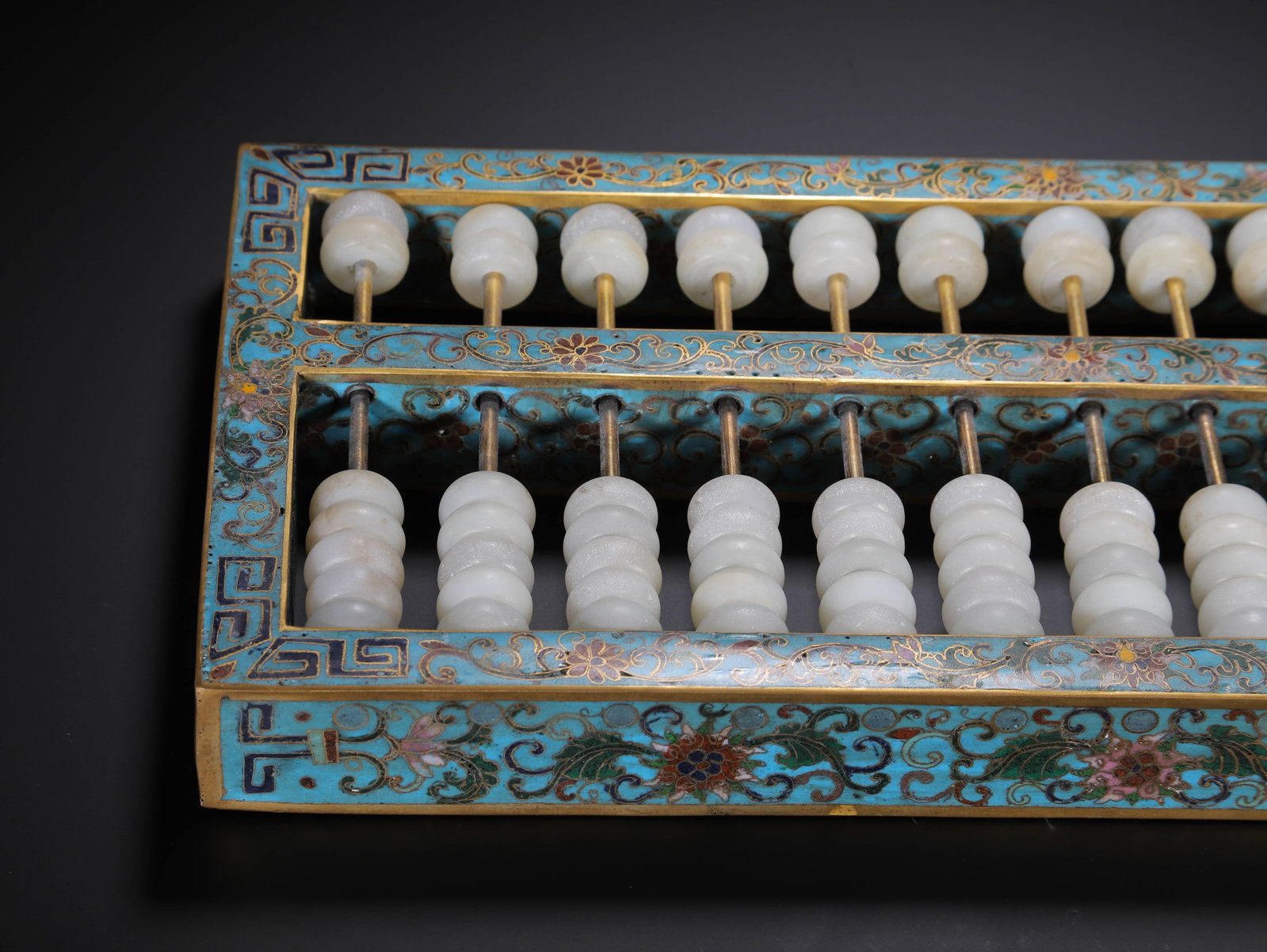 A Chinese Cloisonne Jade Abacus - 3