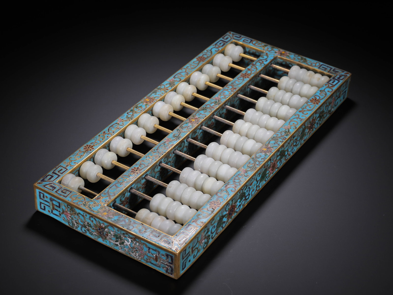 A Chinese Cloisonne Jade Abacus - 4