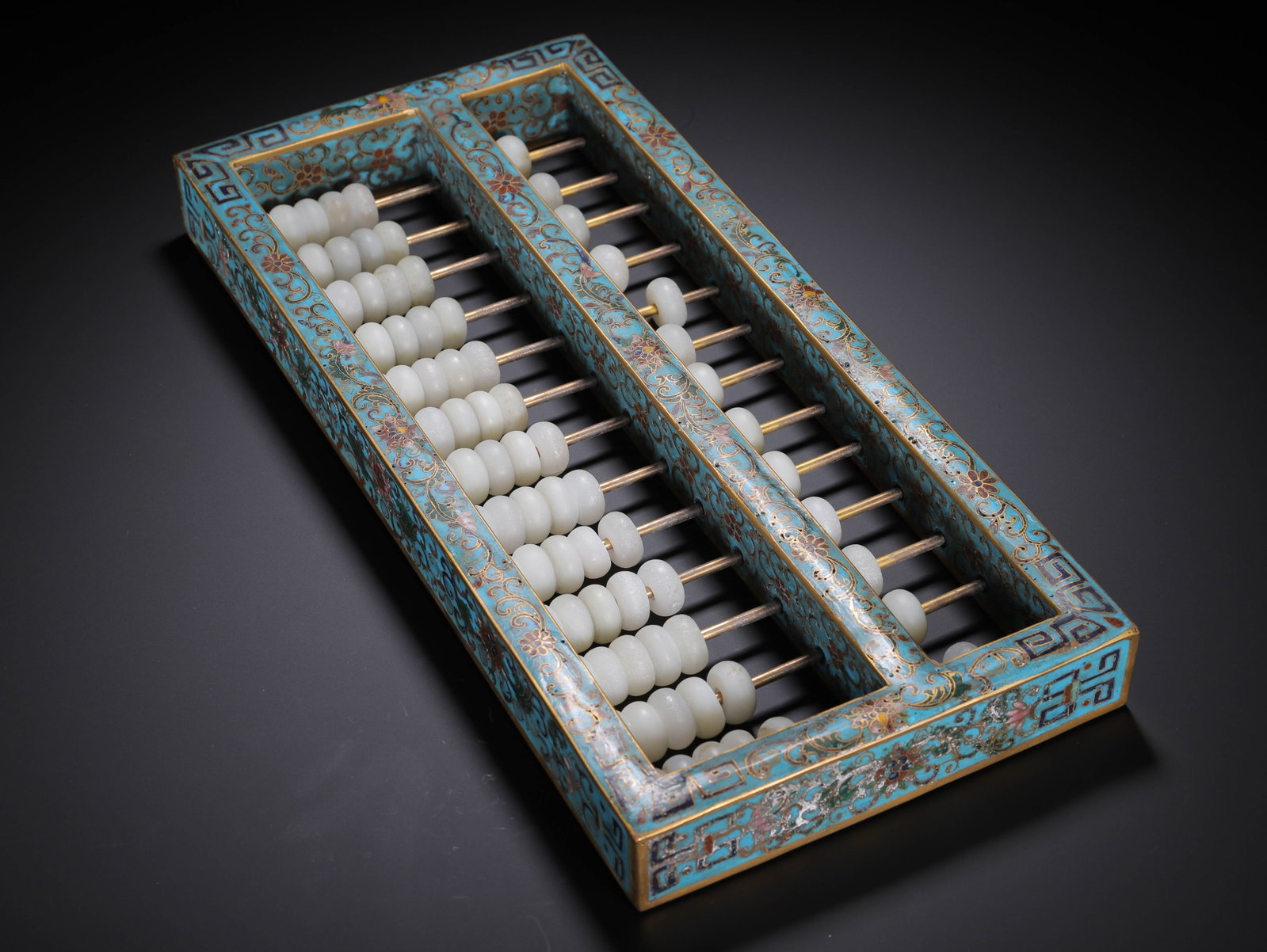 A Chinese Cloisonne Jade Abacus - 8