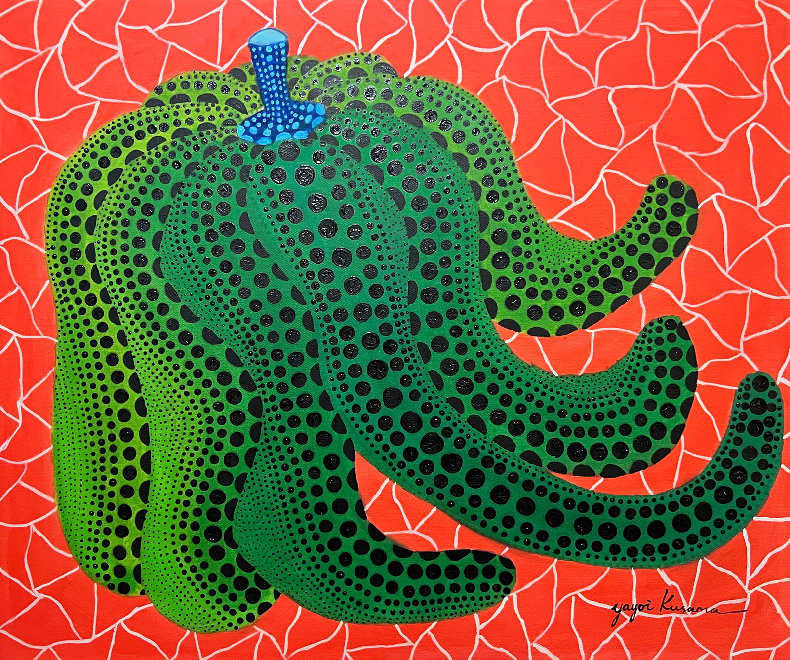 Yayoi Kusama. Green Pumpkin. Oil on Canvas: Yayoi Kusama. Green Pumpkin. Oil on Canvas (60 x 50cm)