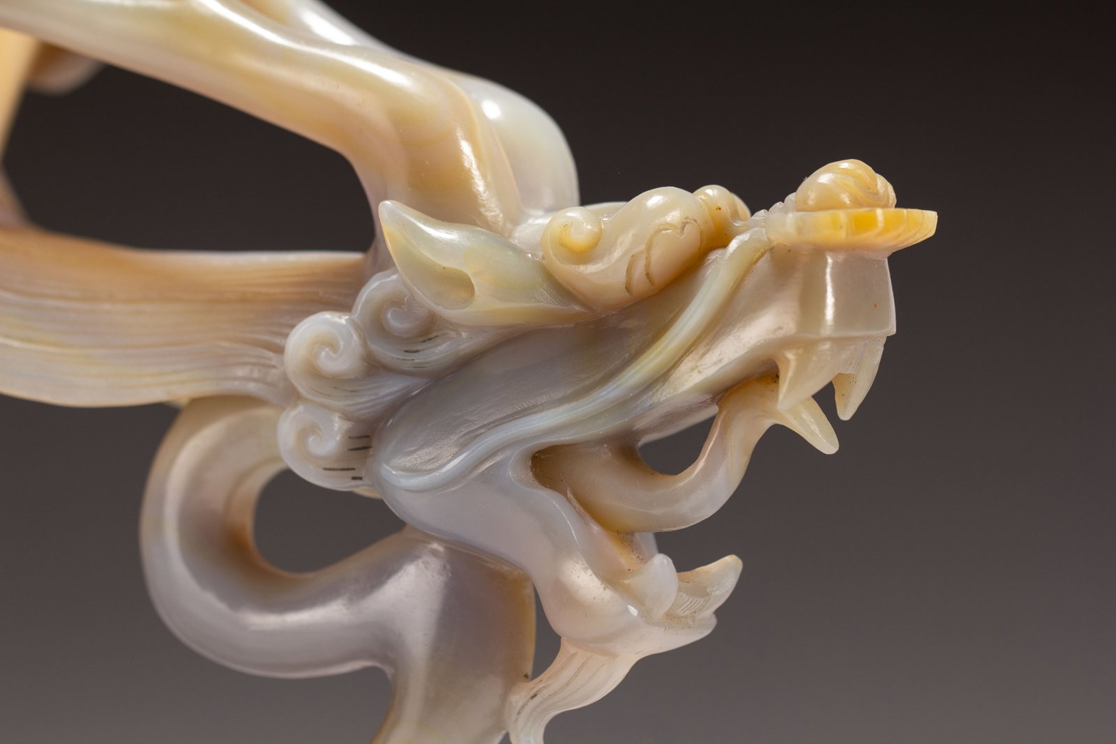 A Chinese Gilt Agate Dragon-Handled Cup - 2