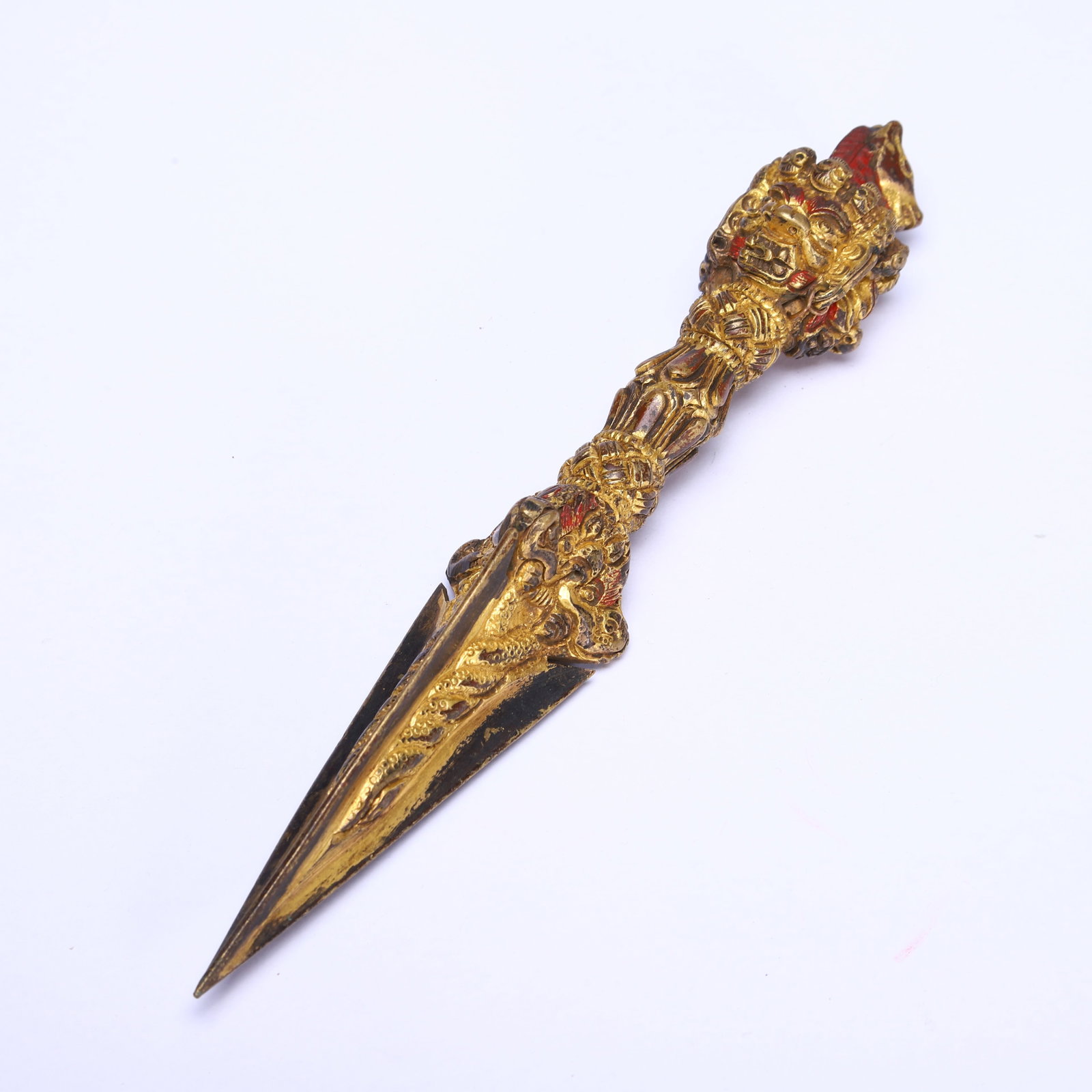 A Chinese Gilt-Bronze Phurba Ritual Dagger (1 of 9)